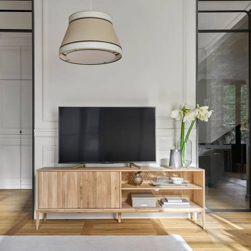 Meuble TV chêne massif 2 portes Charles
