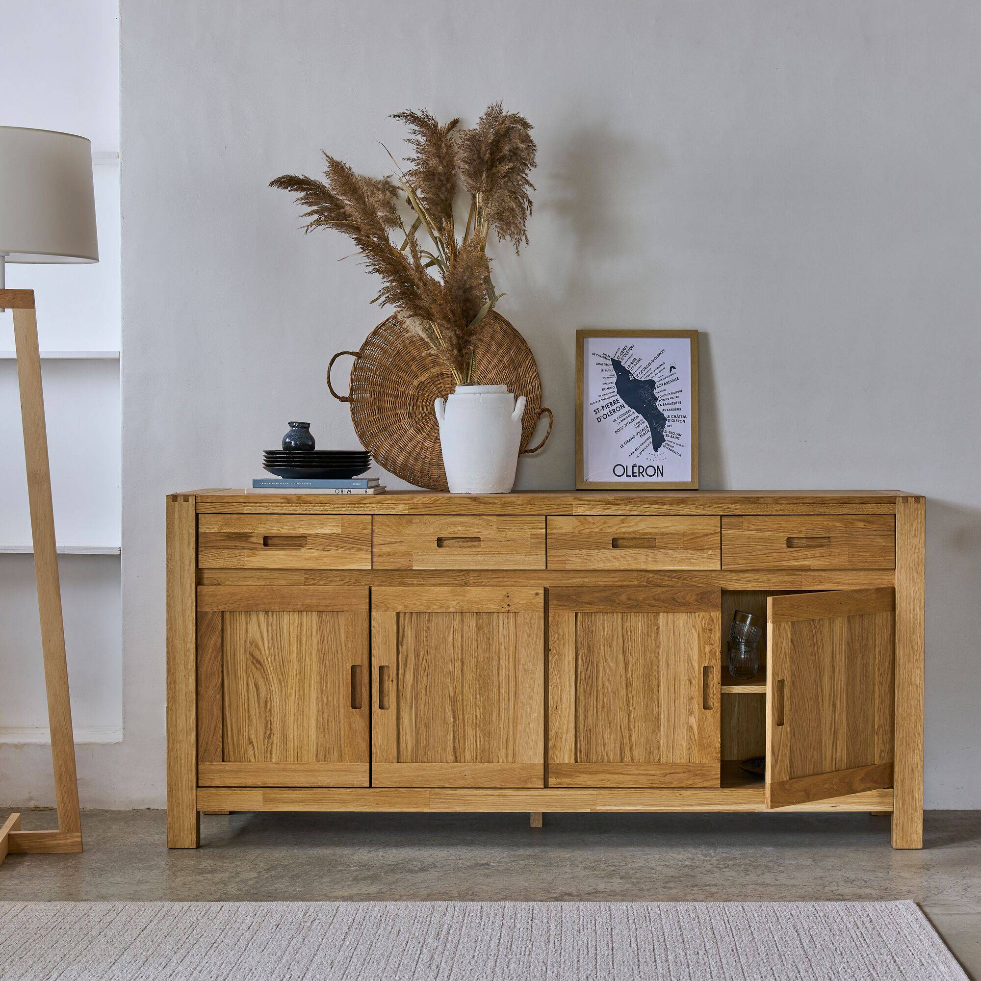 Buffet chêne massif 4 portes 4 tiroirs Luminescence