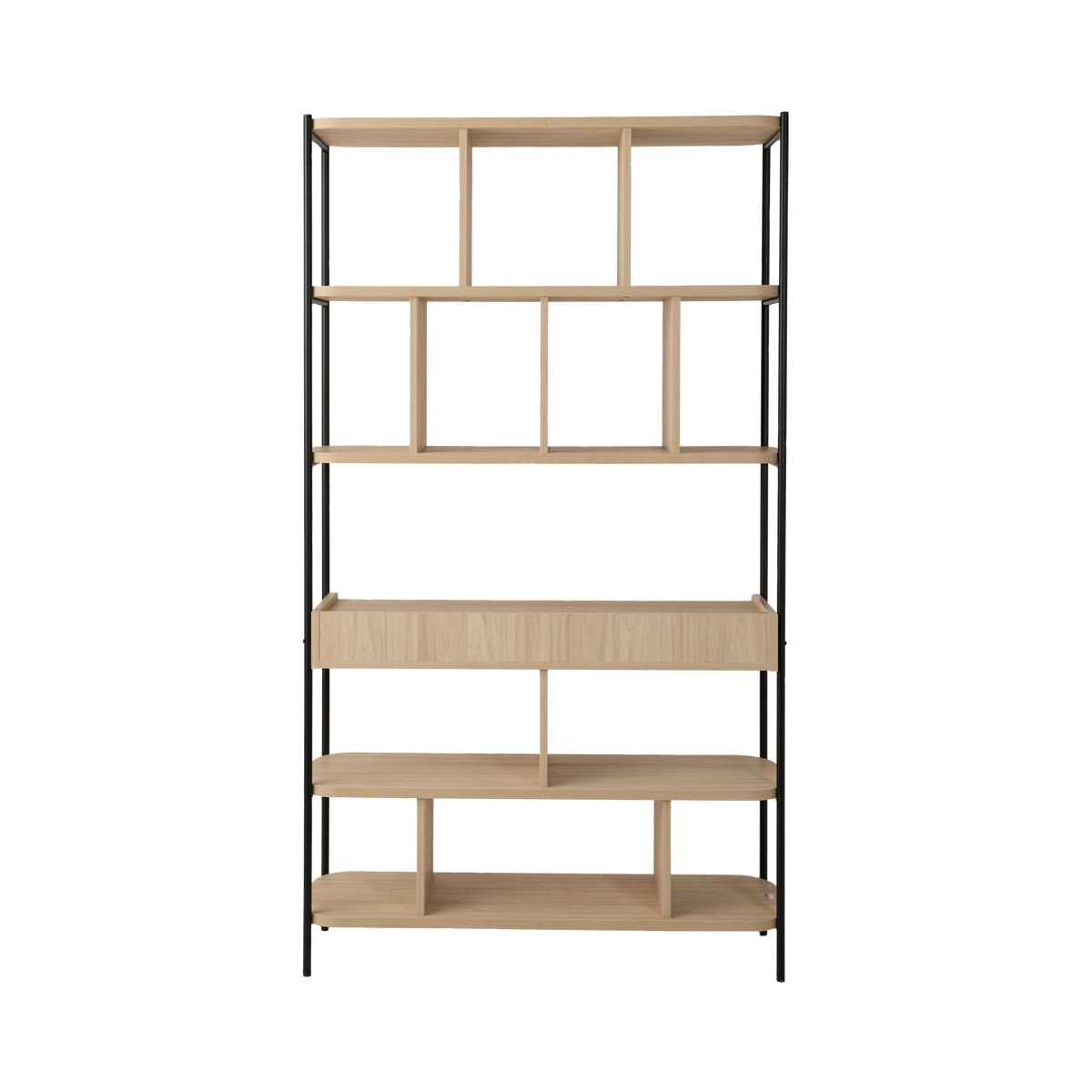 Bibliothèque décor bois pieds métal avec tiroir Mila Bibliothèque décor bois pieds métal avec tiroir Mila