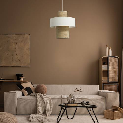 Suspension tube jute naturelle et blanc Solange