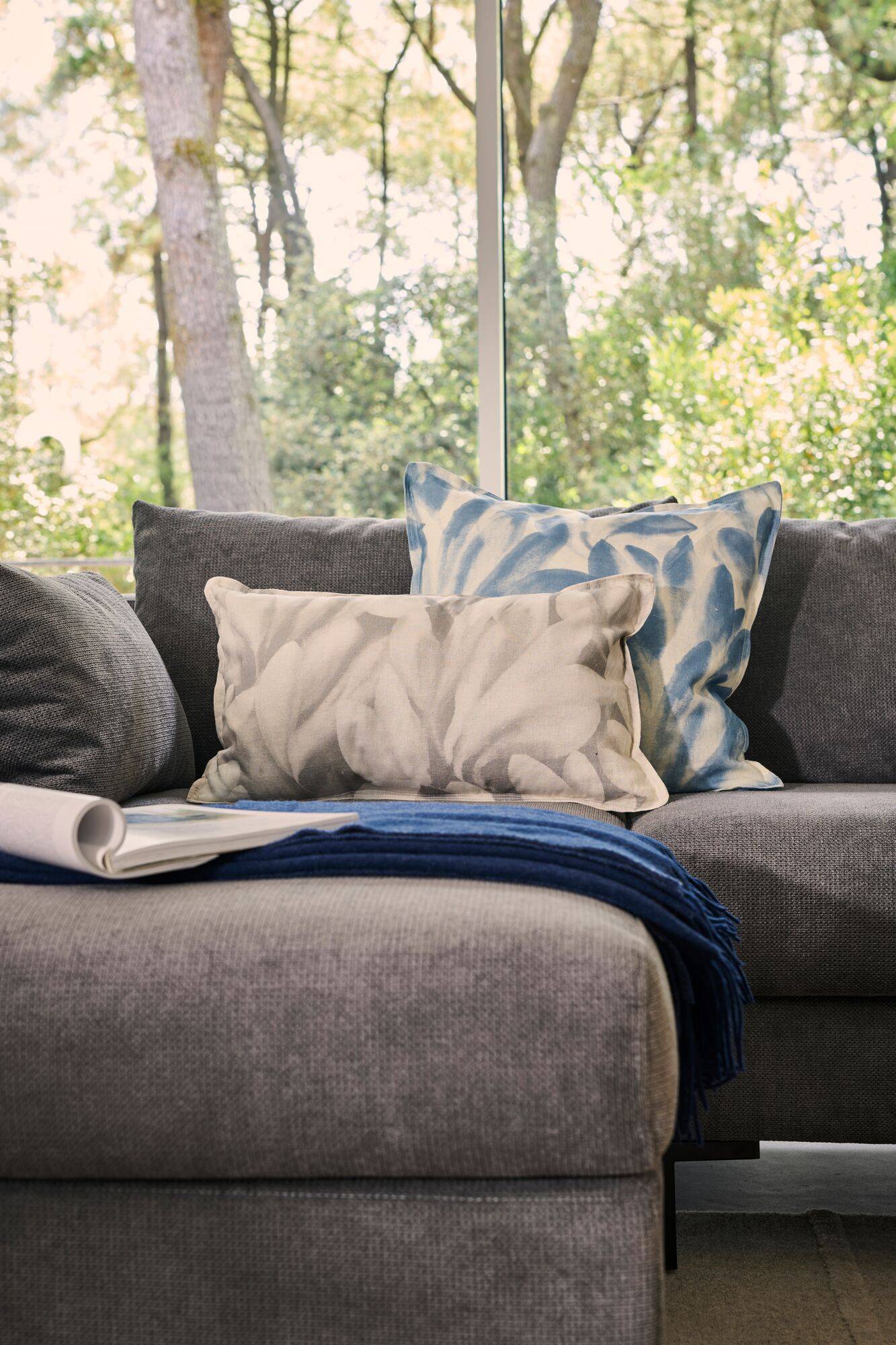 Coussin coton lin Plantain