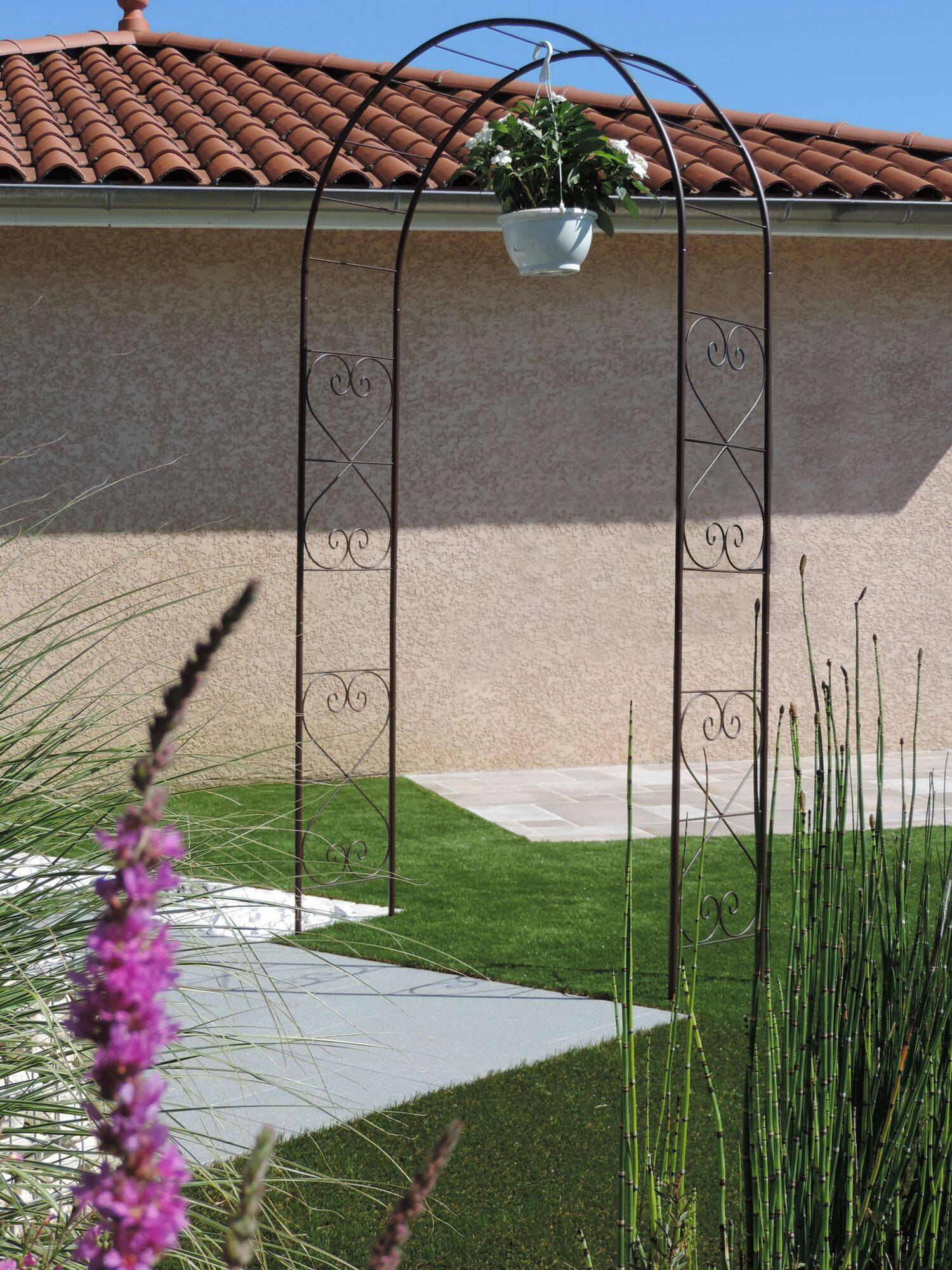 Arche de jardin en métal aspect fer  vieilli 130x40x250 Romantique