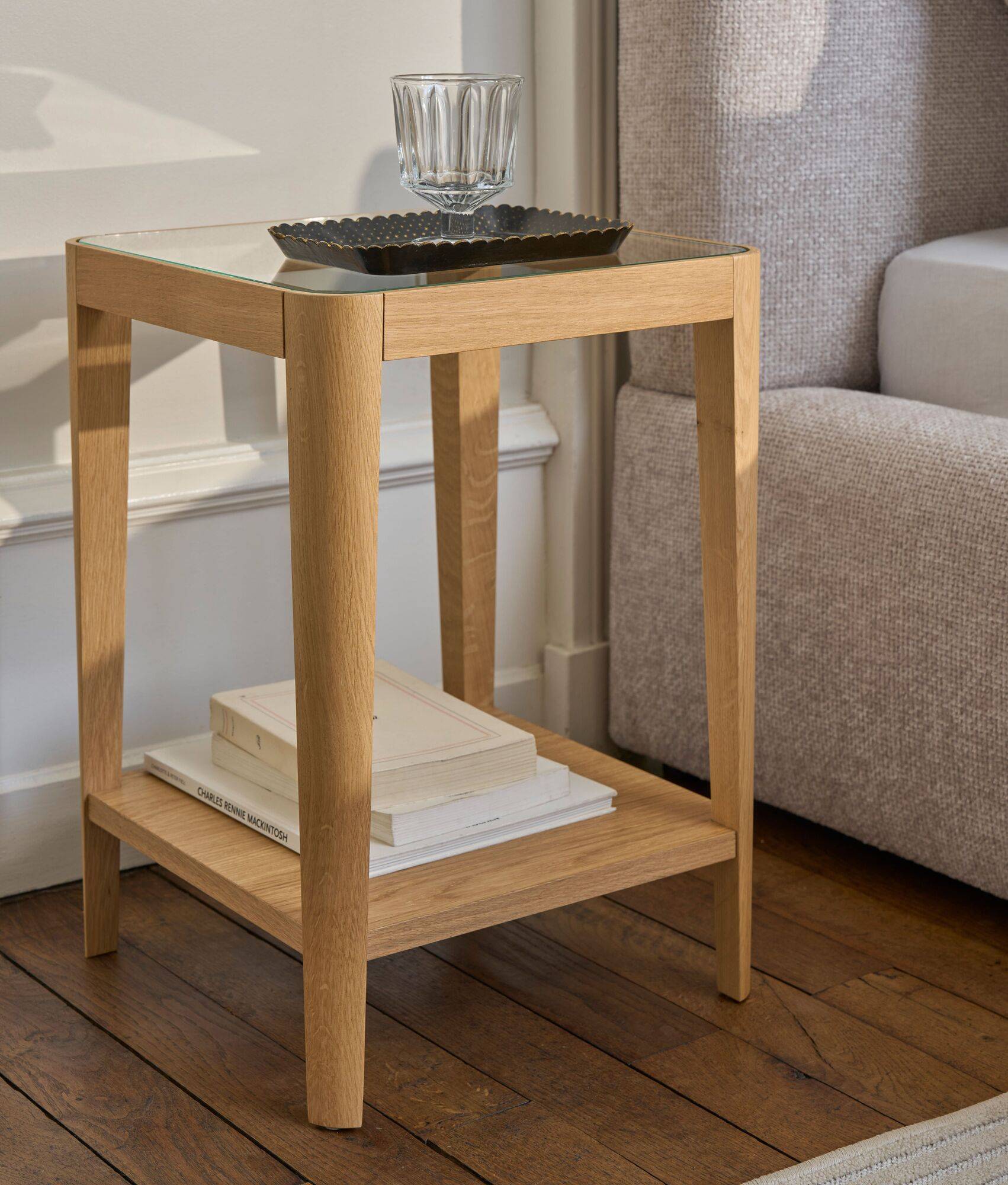 Table d'appoint bois et verre Alice - Image 1