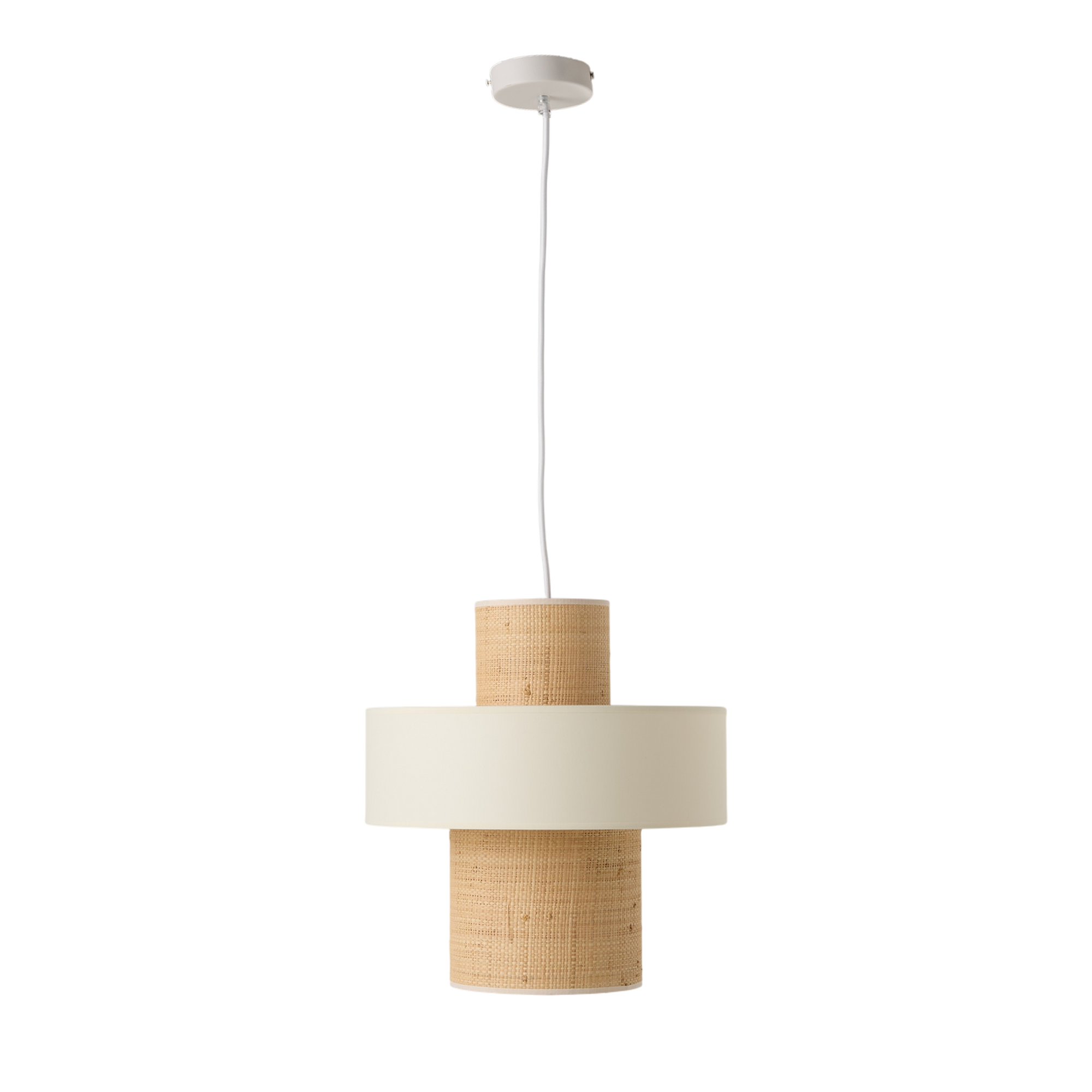 Suspension tube jute naturelle et blanc Solange