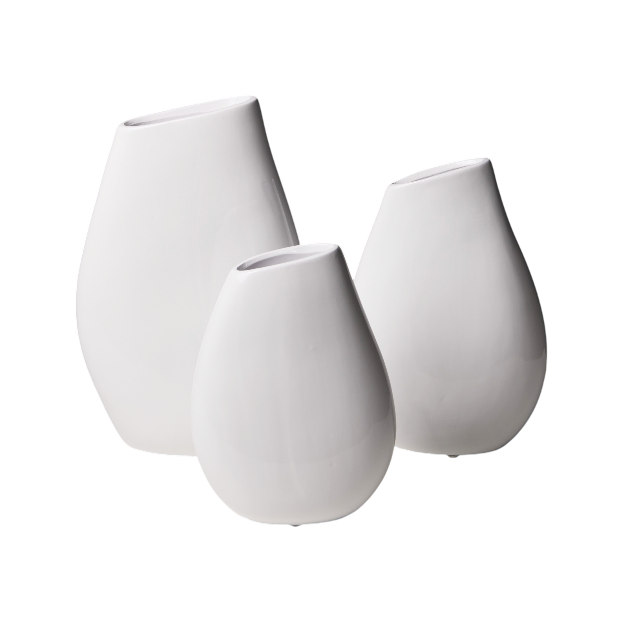 Set de 3 vases décoratifs blancs en céramique Billie