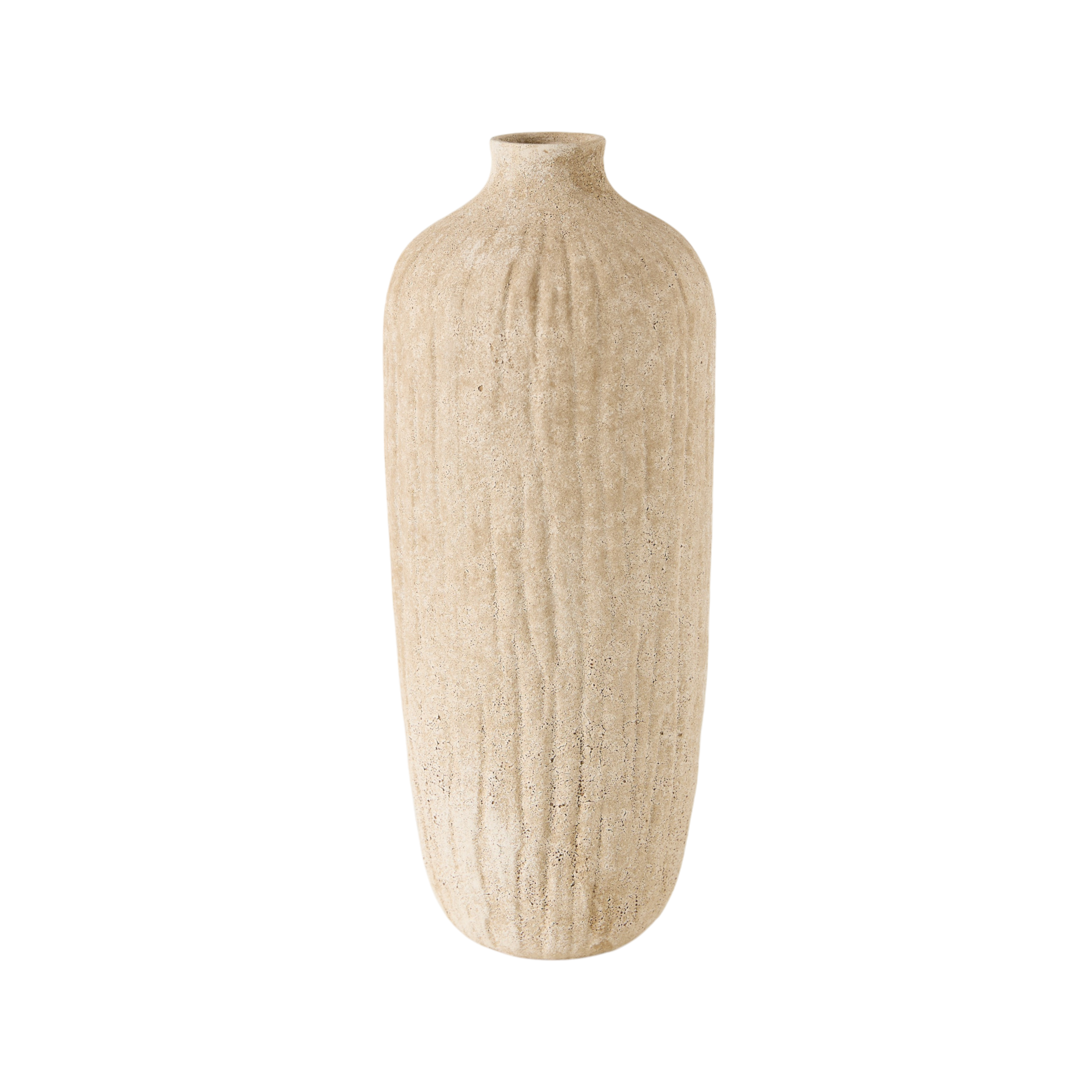 Grand vase céramique déco texturé beige 36 cm Siméon