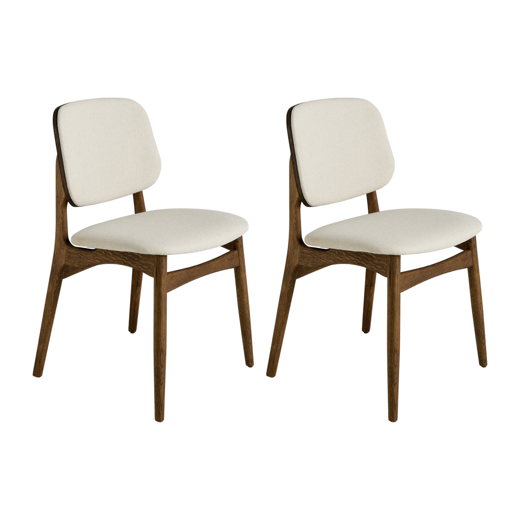 Lot de 2 chaises tissu et structure bois foncé Solane