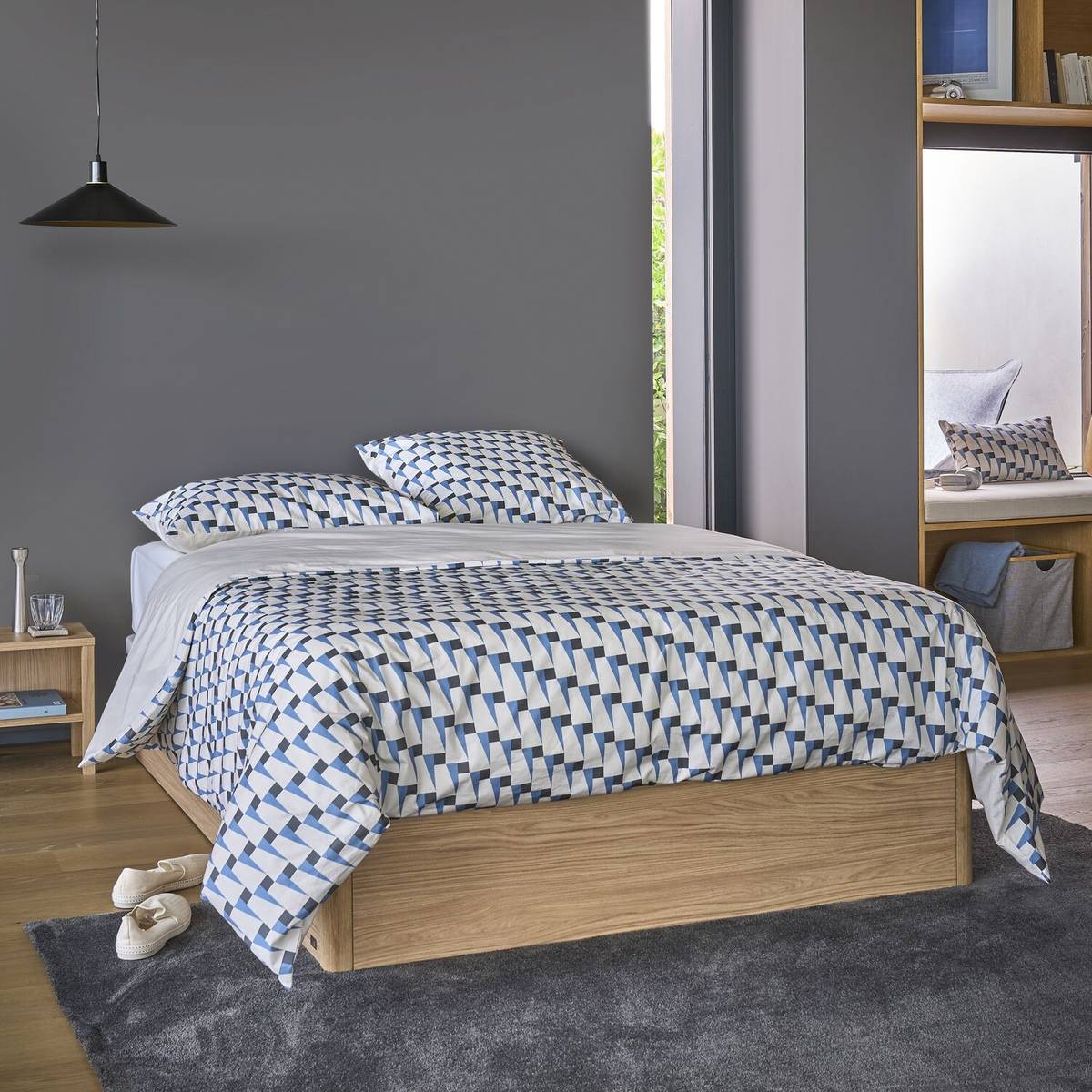 Lit coffre décor bois Simon Lit coffre décor bois Simon