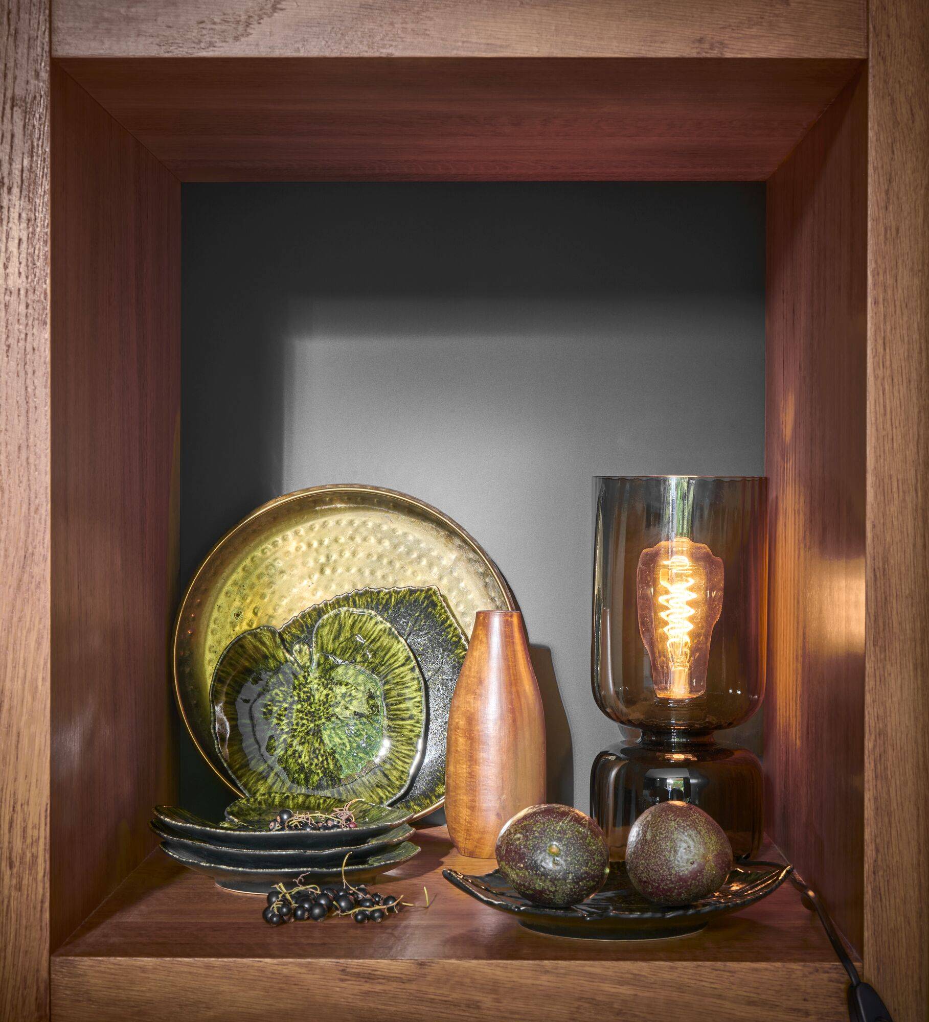 Assiette grès feuille Alchémille Riviera Foret - Image 1