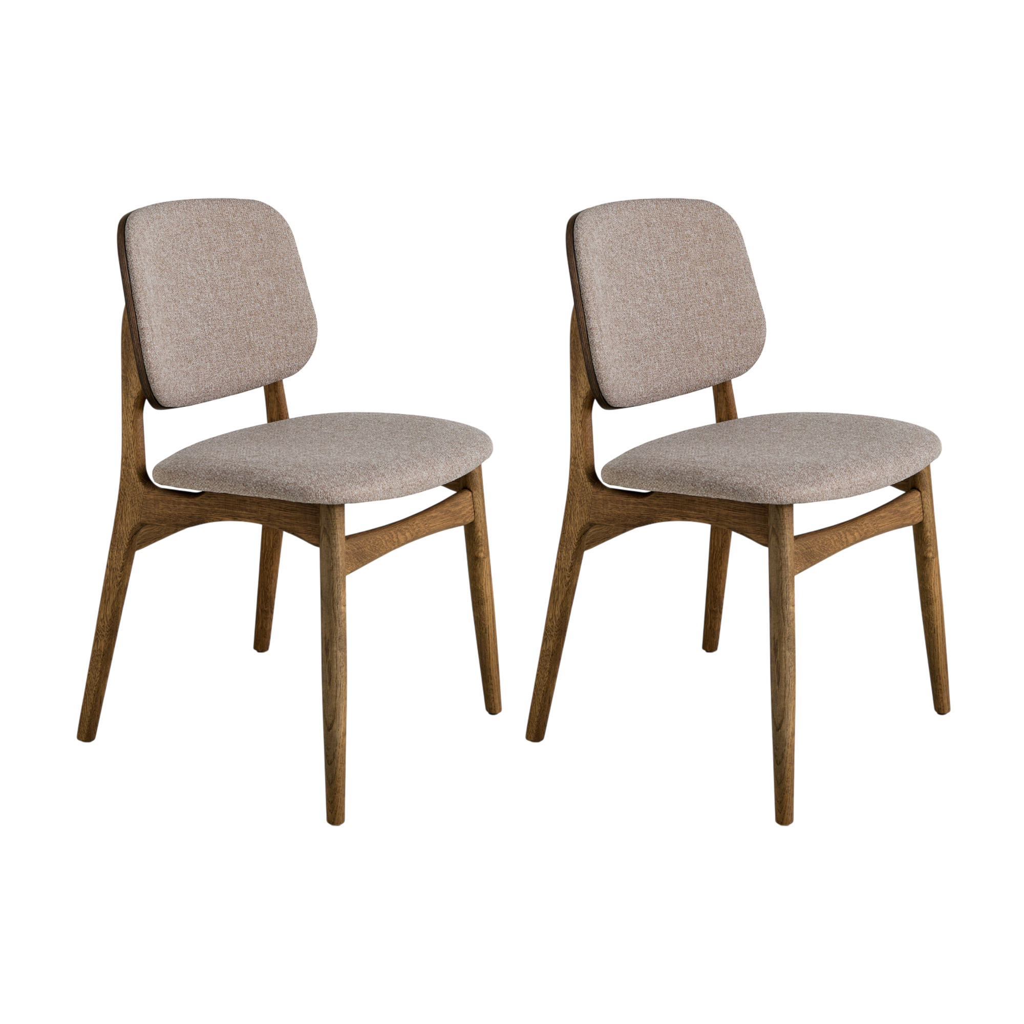 Lot de 2 chaises tissu et structure bois foncé Solane