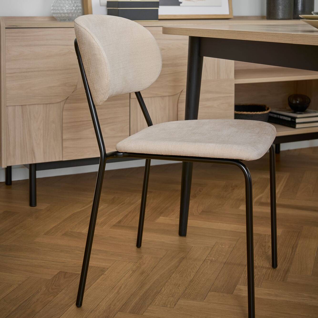 Lot De 2 Chaises Tissu Et Bois Pieds MéTal Sofia-image