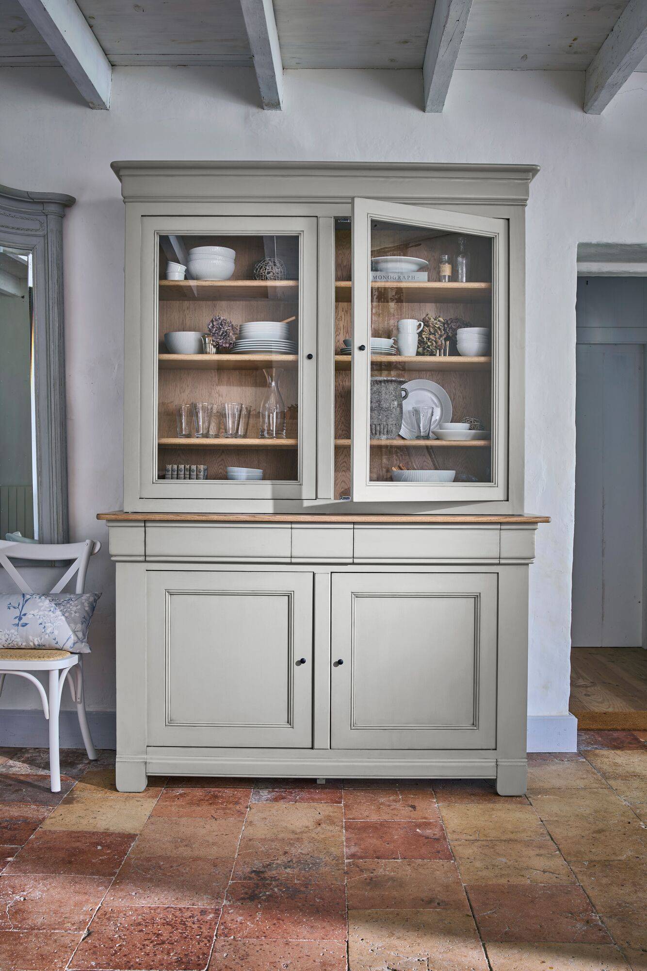 Buffet vaisselier bois massif 4 portes 3 tiroirs Embellie - Image 1
