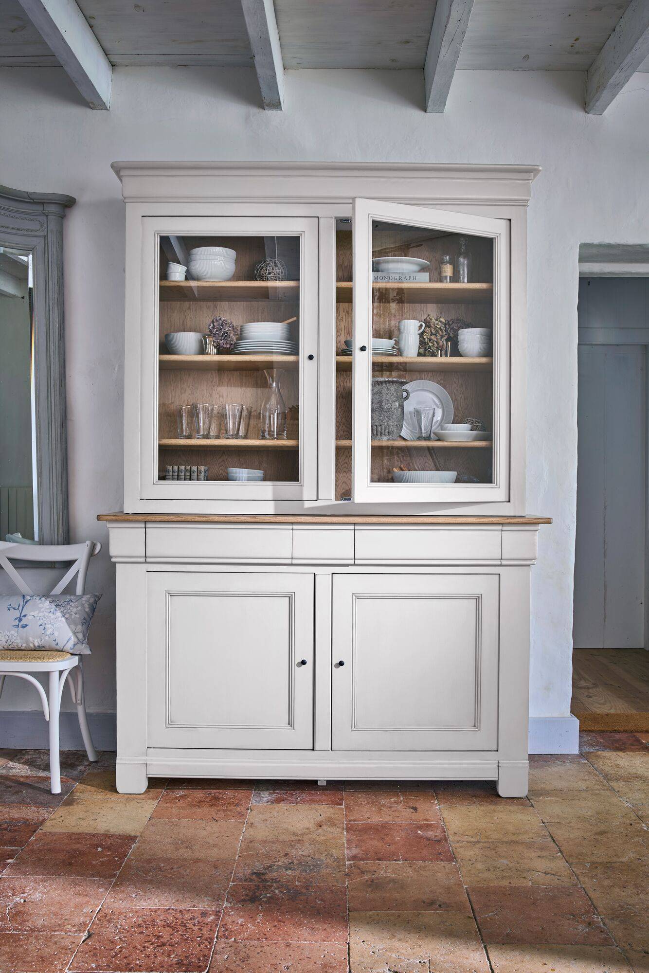 Buffet vaisselier bois massif 4 portes 3 tiroirs Embellie - Image 1