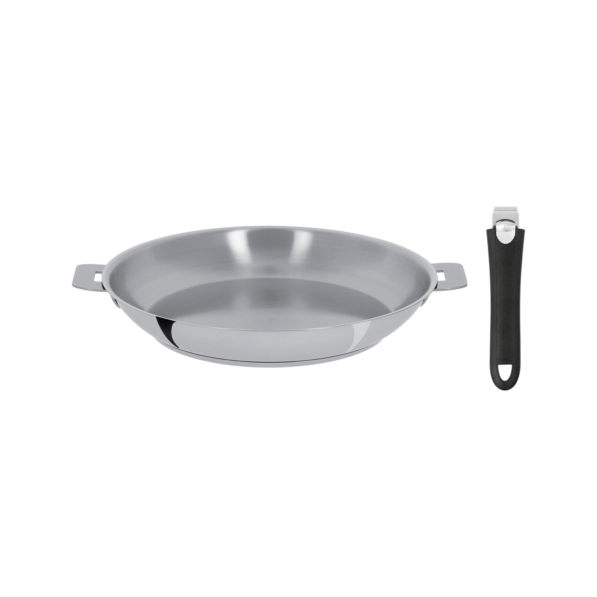 Set 1 Poêle inox + 1 Poignée Noire MUTINE amovible