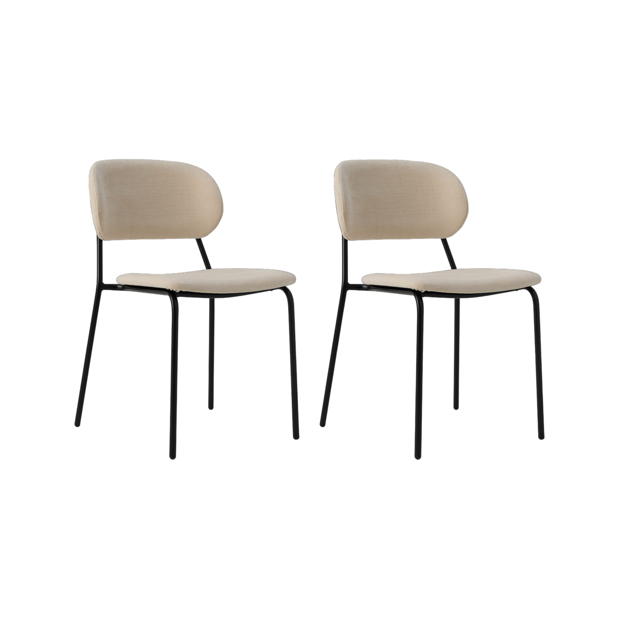 Lot de 2 chaises tissu et bois pieds métal Sofia