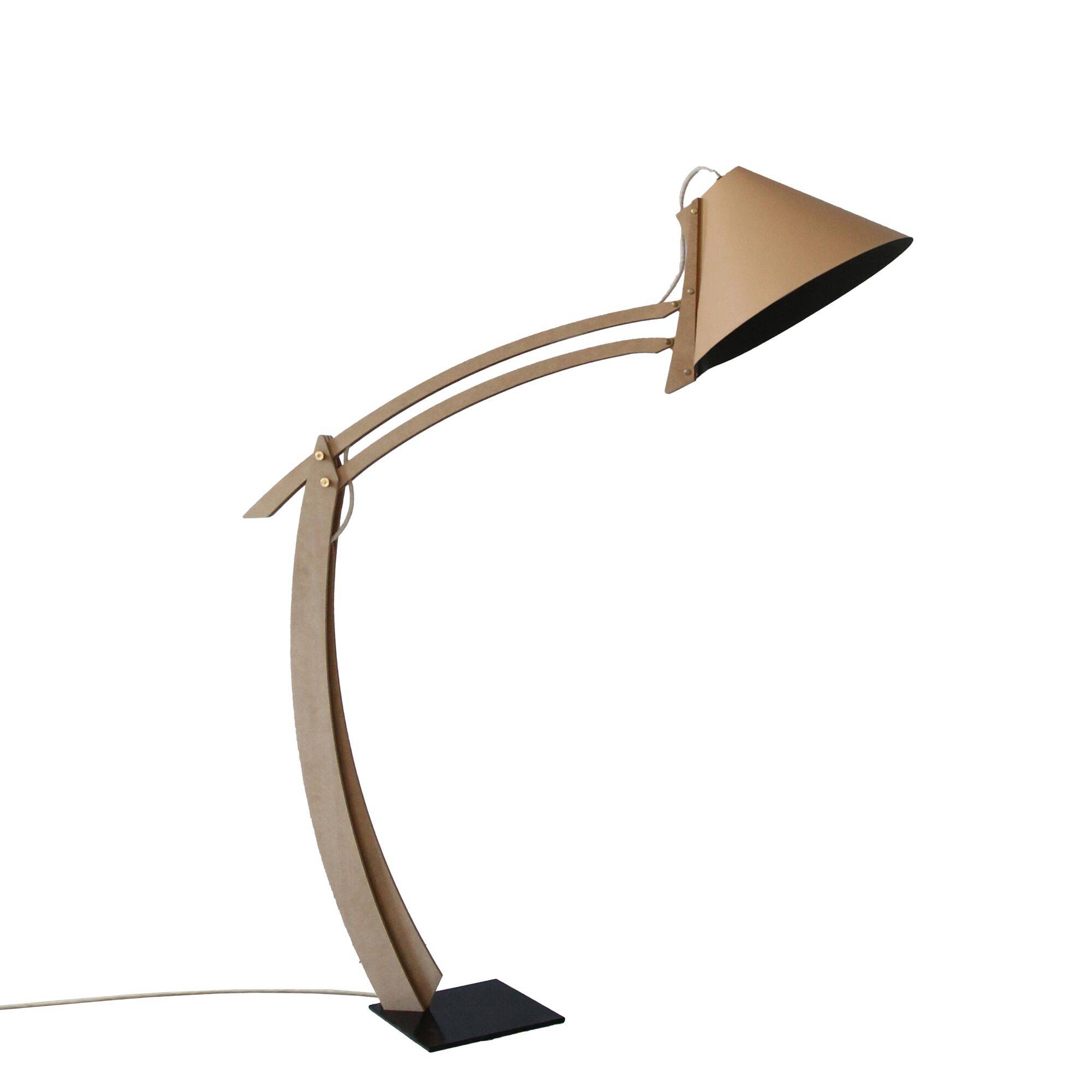 Lampadaire réglable Silence cuir beige