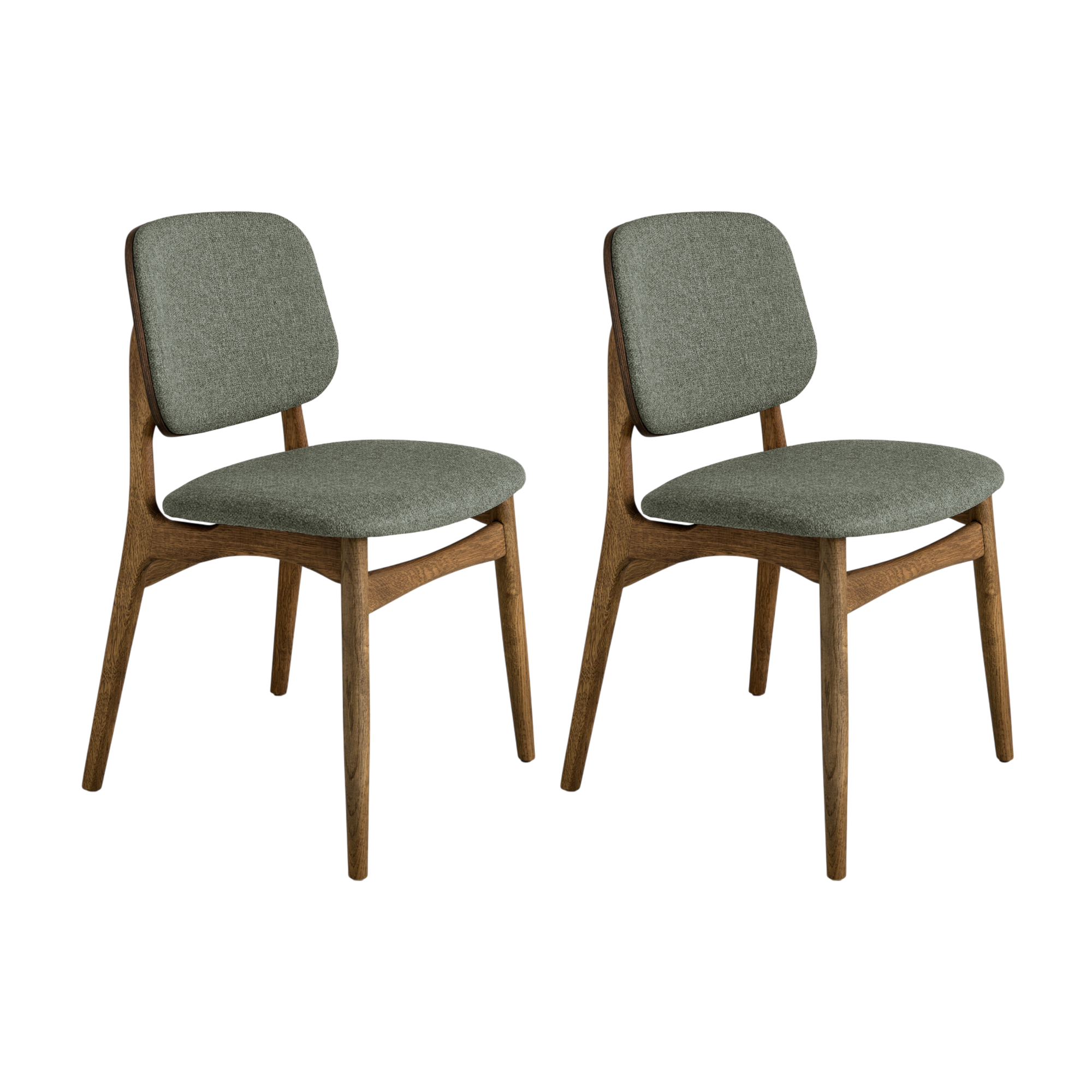 Lot de 2 chaises tissu et structure bois foncé Solane Lot de 2 chaises tissu et structure bois foncé Solane