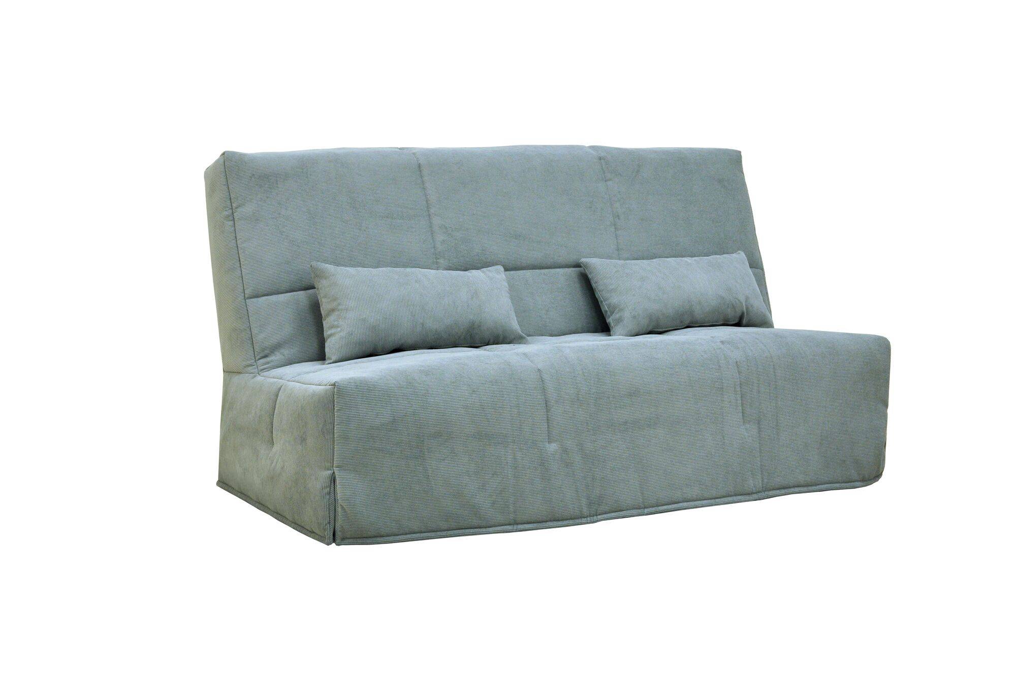 Canapé clic clac velours côtelé matelas 15 cm Gaya, Céladon