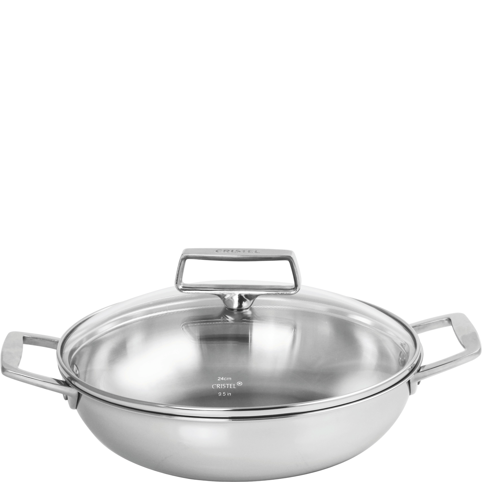 Sauteuse inox 5-ply 2 anses avec couvercle en verre CASTEL PRO