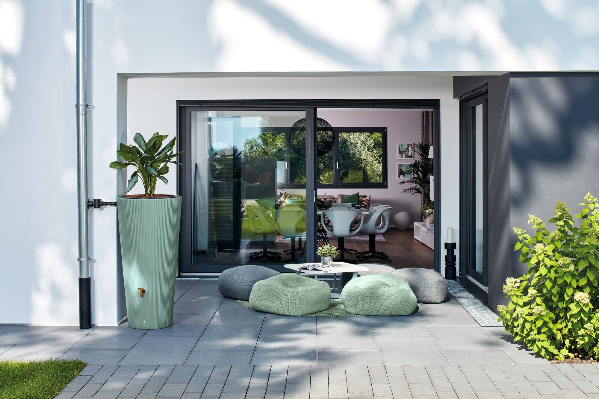 Récupérateur d'eau avec bac à fleurs et accessoires 220 L, Agave Linus - Image 1