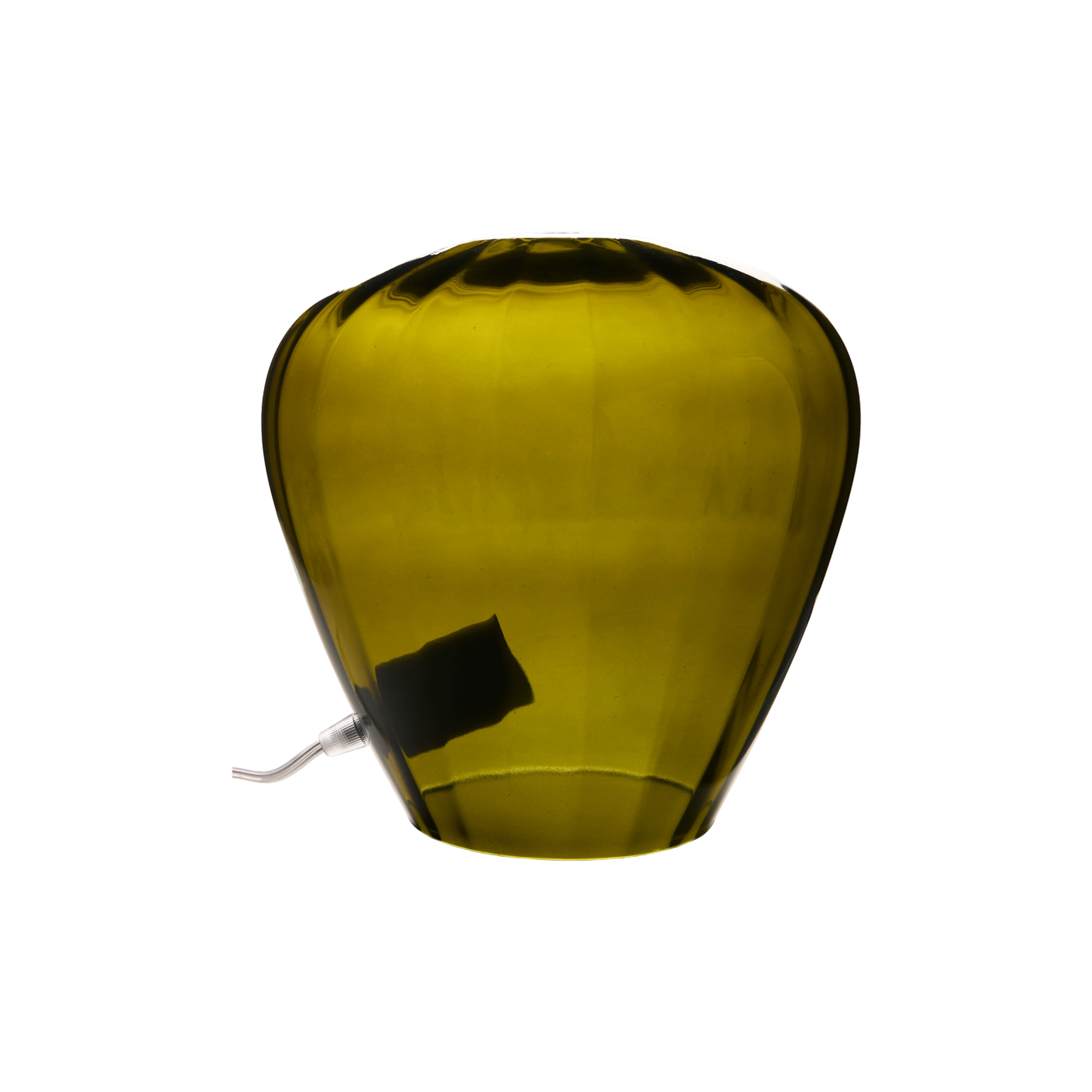 Lampe à poser cloche en verre vert fumé Calypso