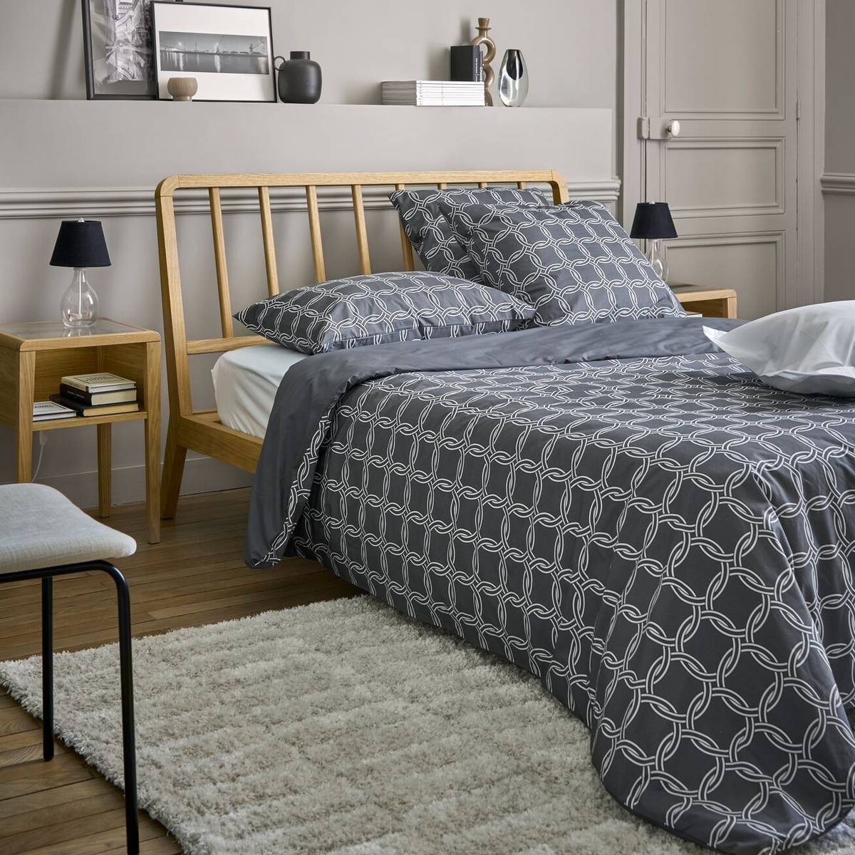 Parure de lit percale Néo rétro CAMIF Parure de lit percale Néo rétro CAMIF
