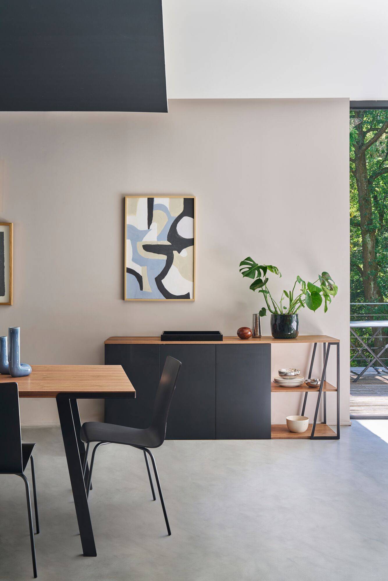 Buffet bois foncé et noir 192 cm Albi