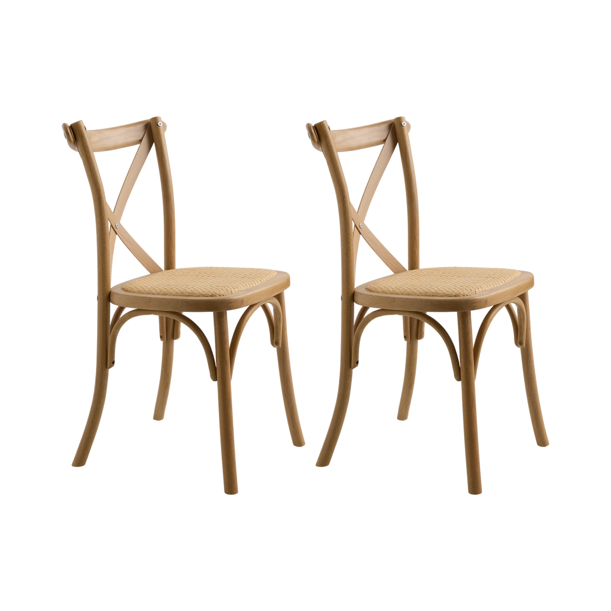 Lot de 2 chaises chêne massif et cannage Sophie