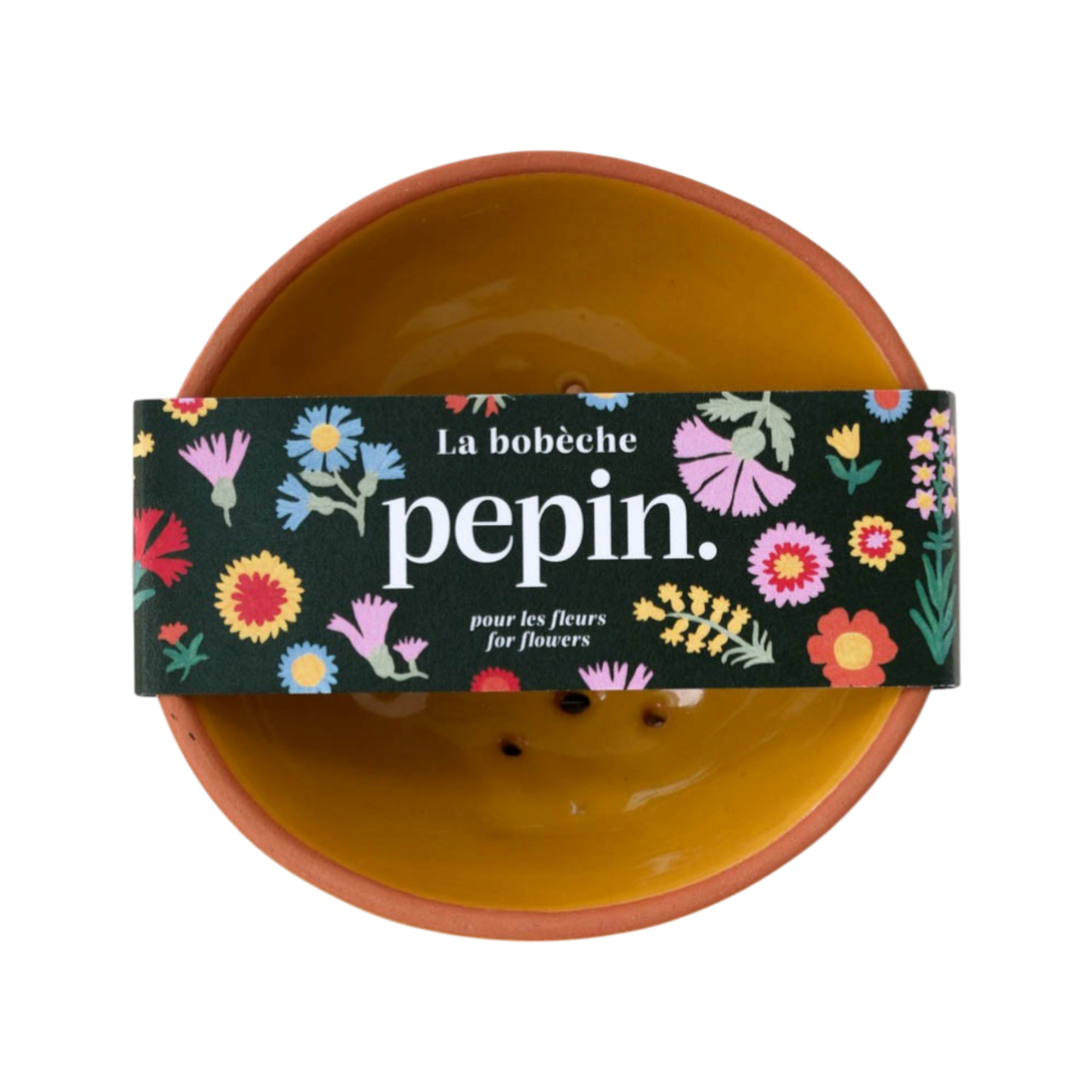 Bobèche Fleurs - Jaune moutarde