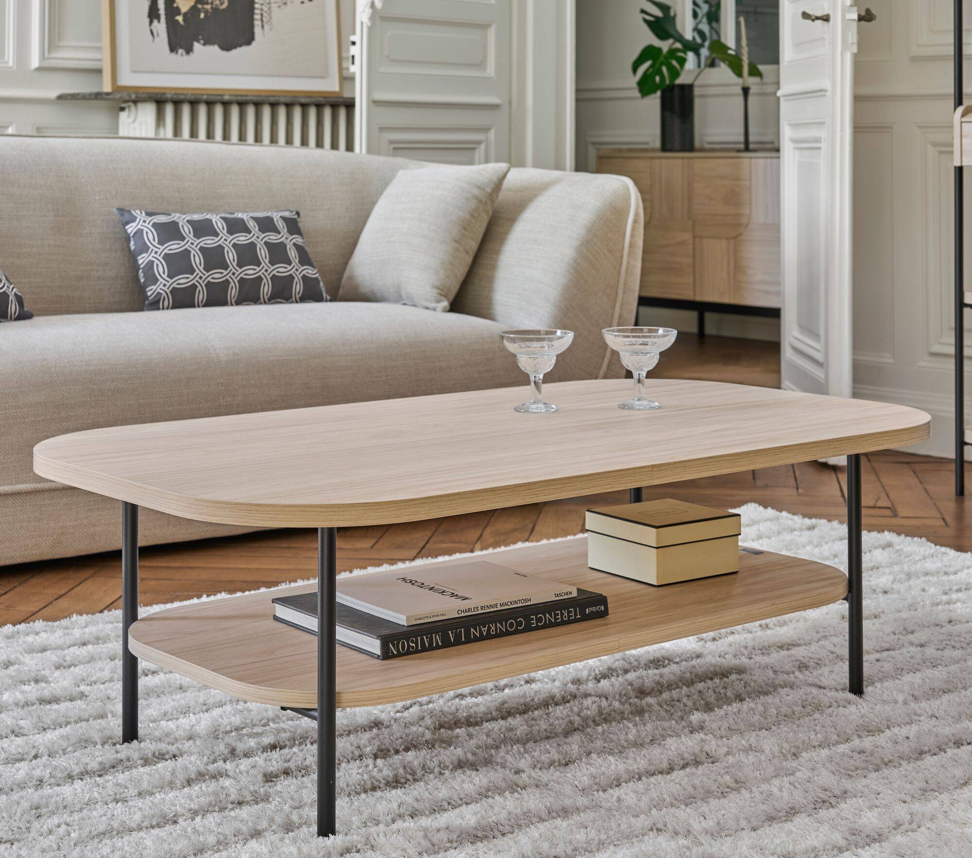 Table basse décor bois pieds métal Mila - Image 1