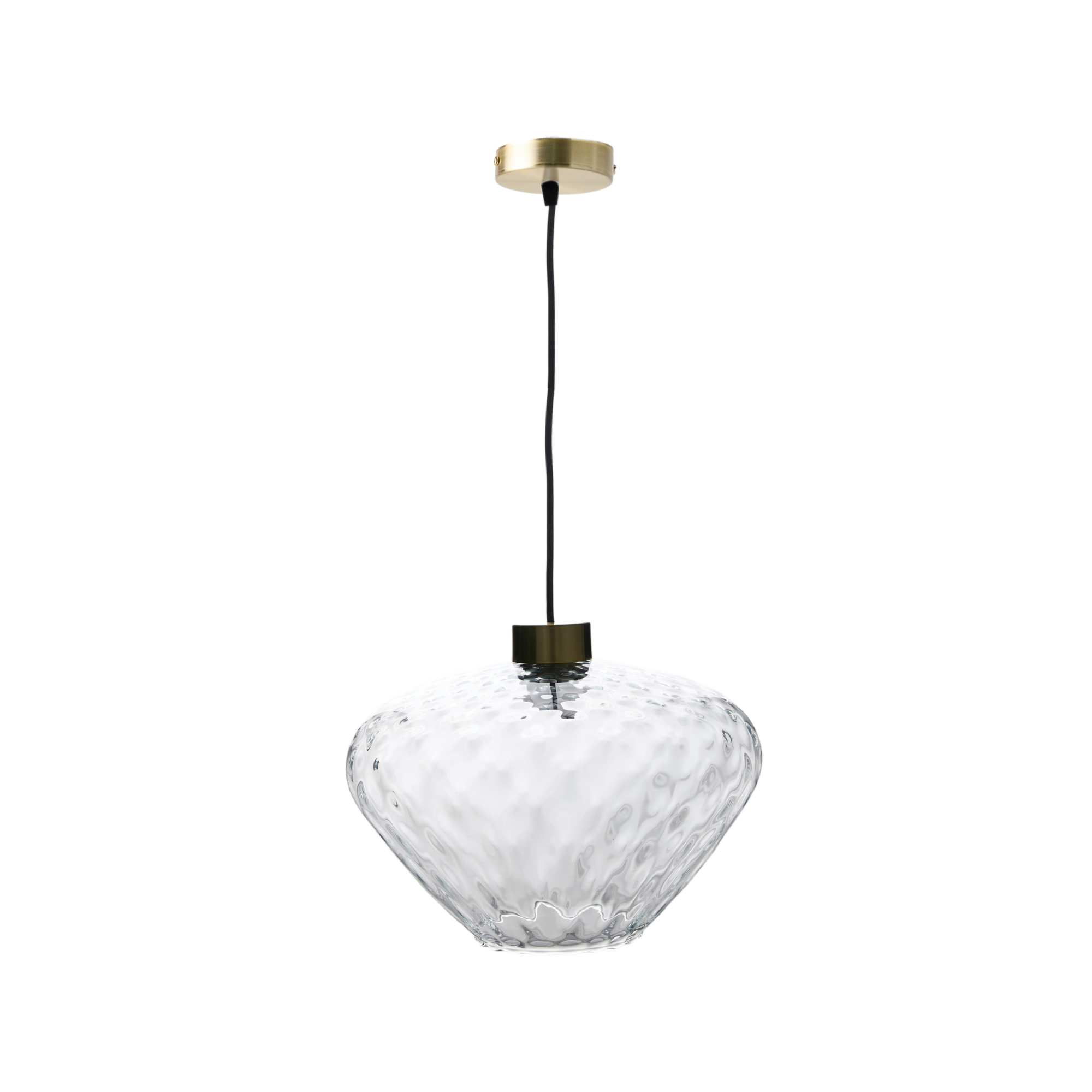 Suspension verre martelée transparente forme diamant Céline