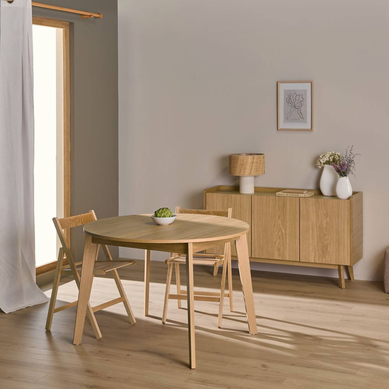 Table à Manger Ronde Extensible Bois 4 à 6 Personnes Agatha-image