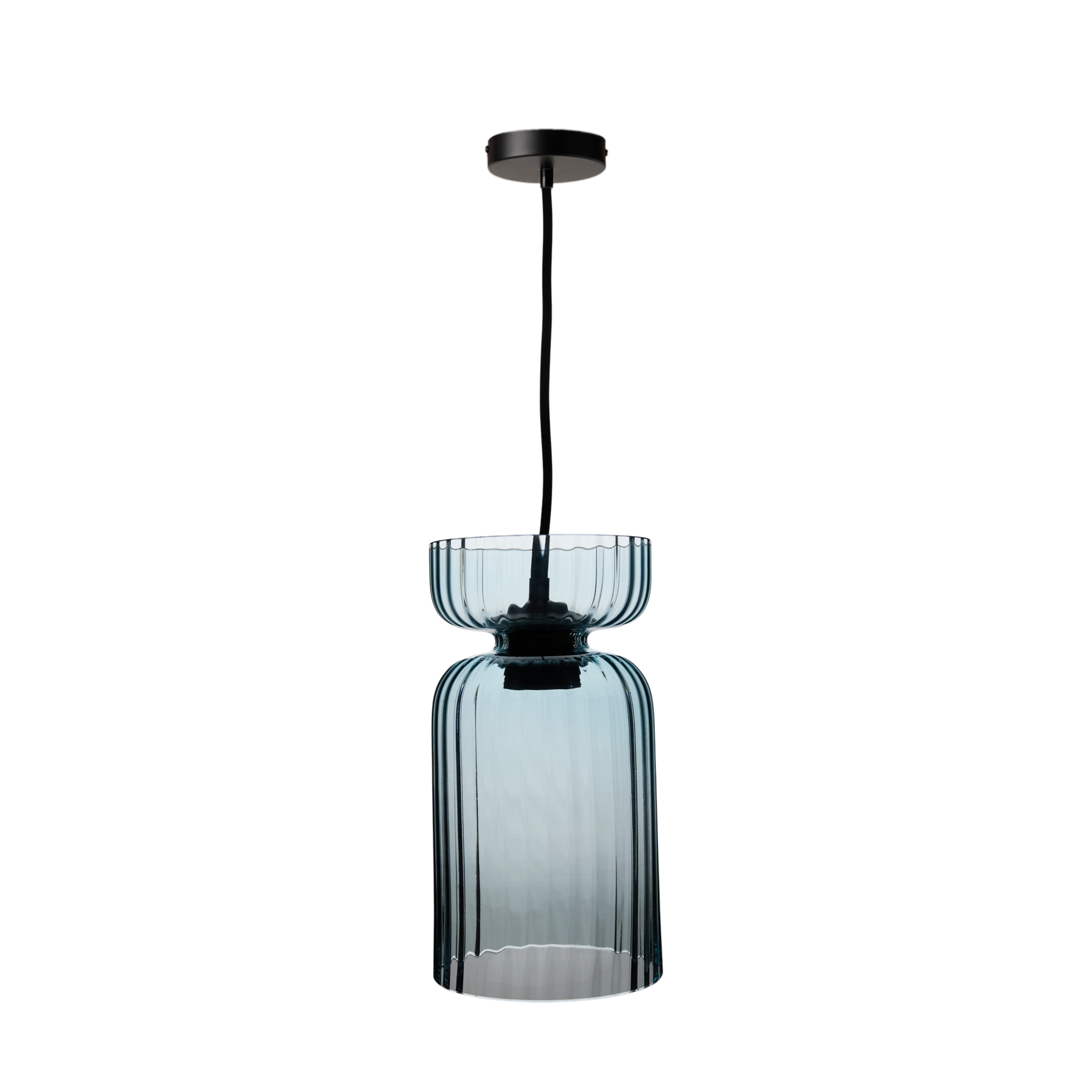 Suspension en verre bleu translucide Cyrielle