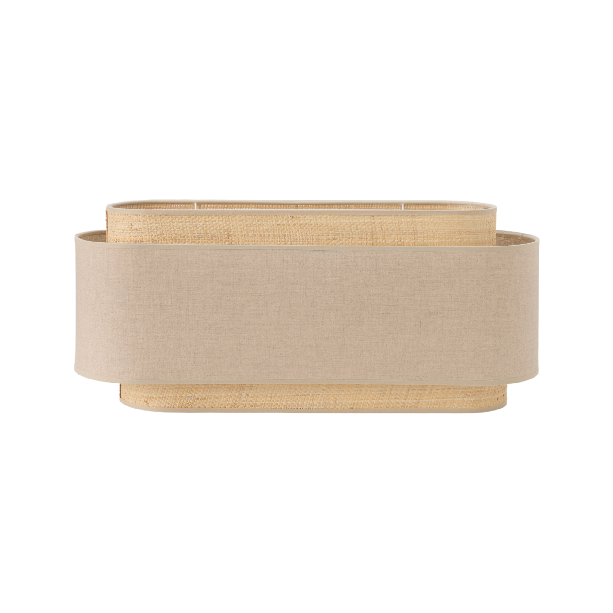 Abat-jour pour suspension naturelle double ovale rabanne et lin beige Rihanna