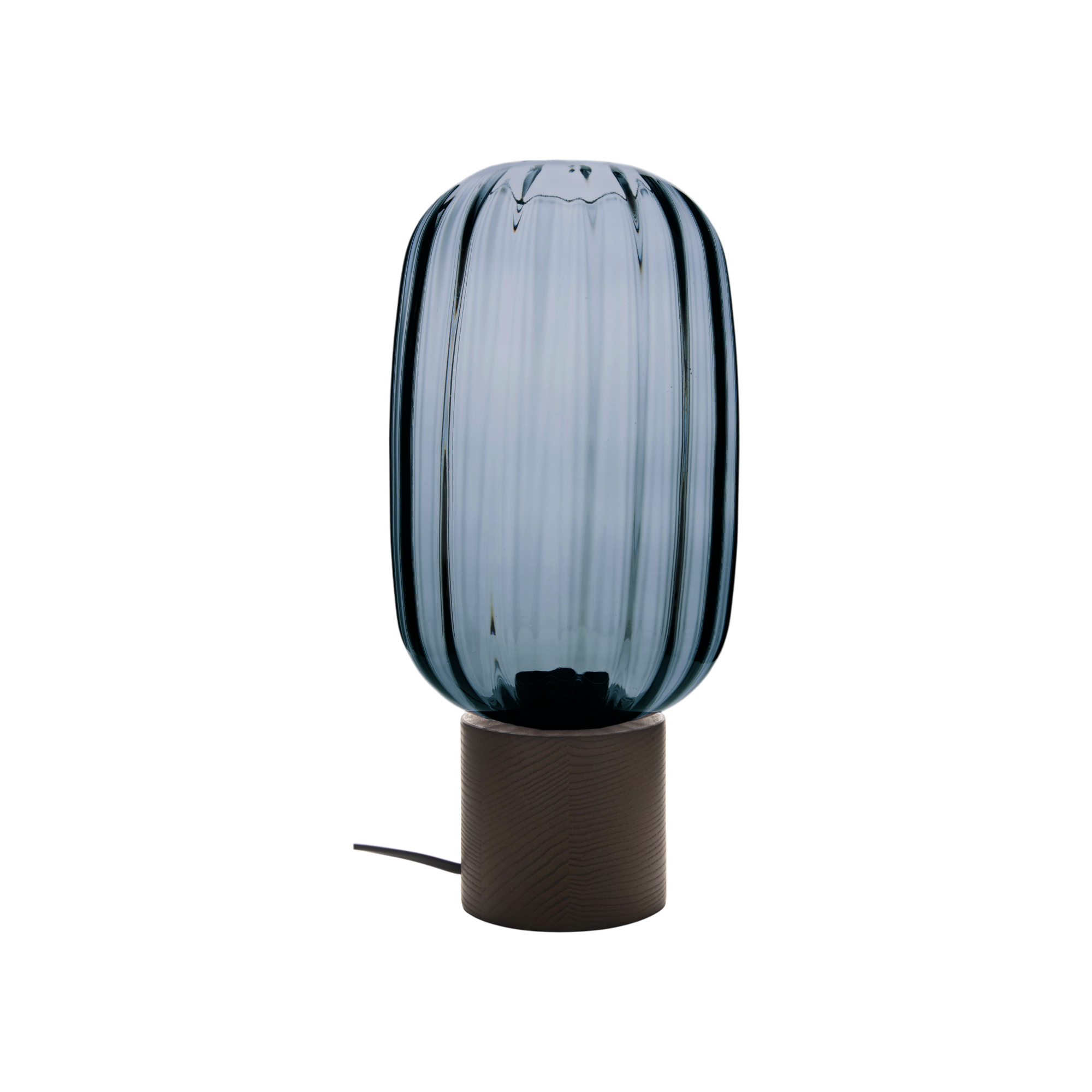 Lampe à poser en verre fumé pied bois foncé Célian