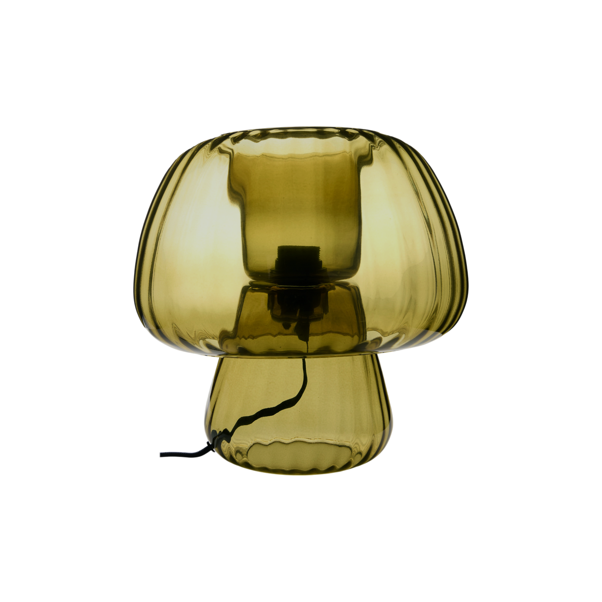 Lampe à poser champignon en verre vert kaki translucide Calista