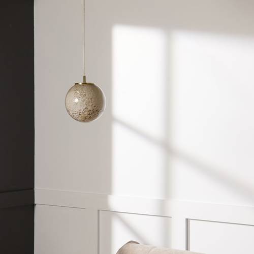 Suspension ronde blanche moucheté en verre soufflé Colline