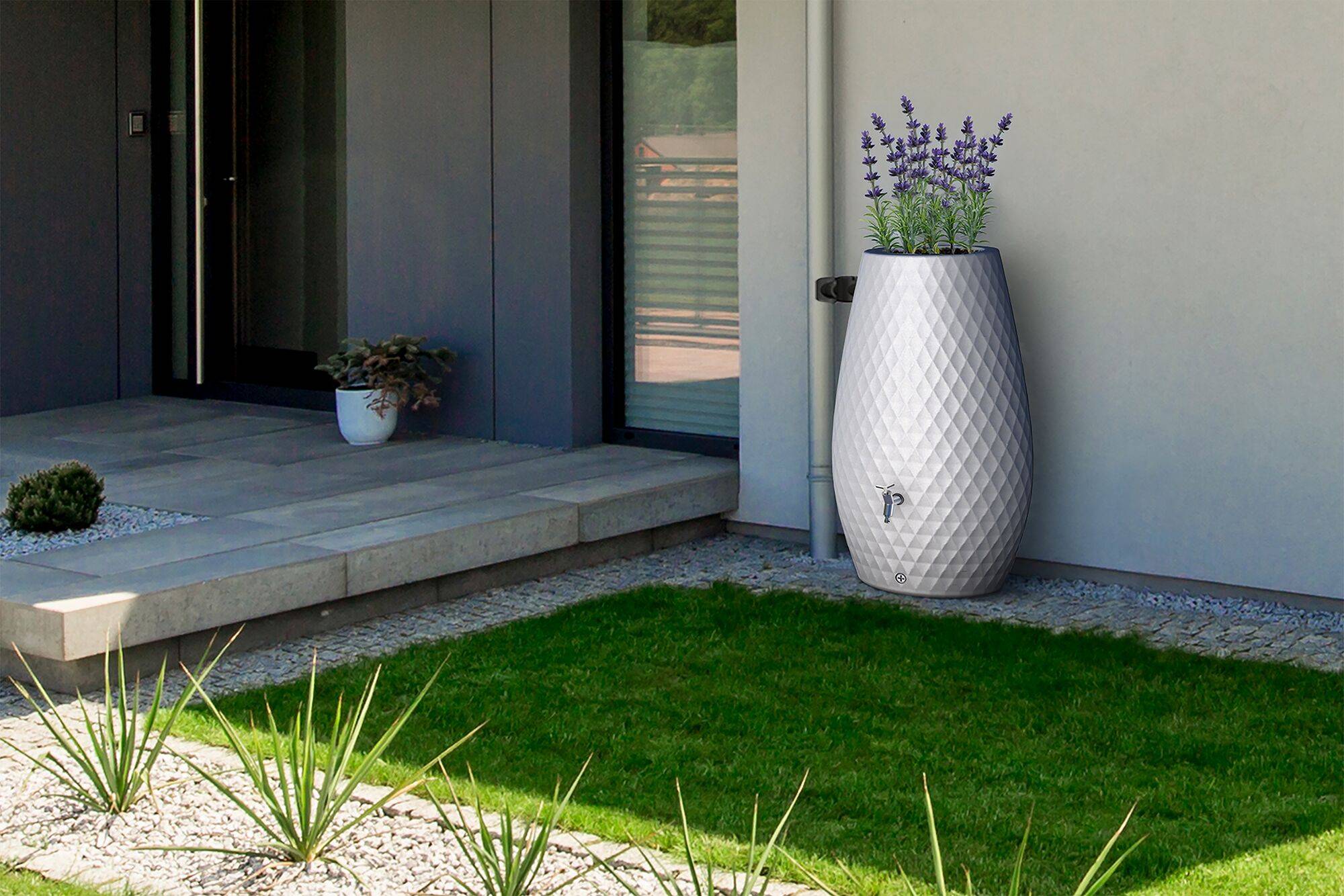 Récupérateur d'eau Triagon avec bac à fleurs et accessoires 230L, Triagon - Image 1