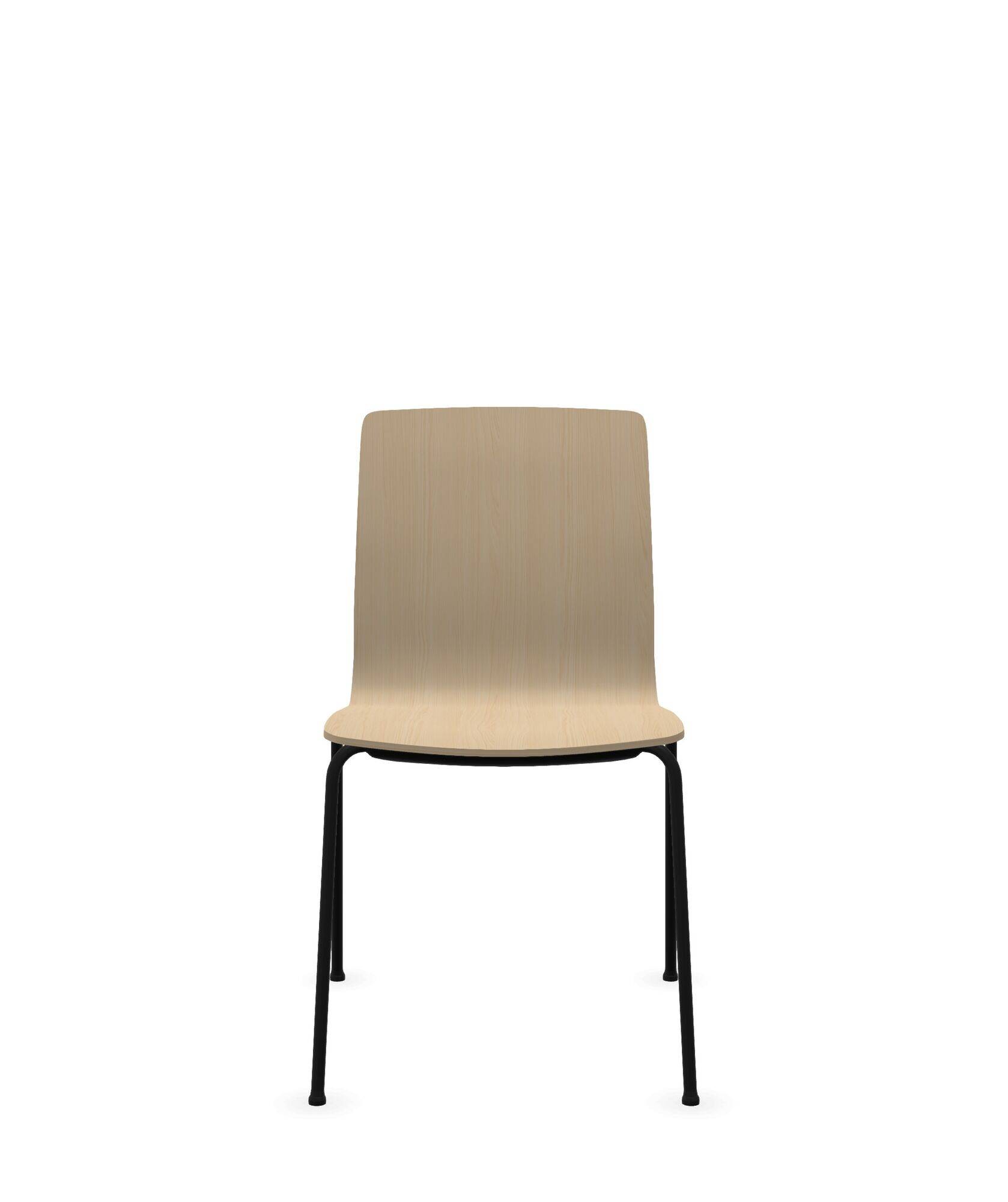 Chaise de bureau en bois, 4 pieds métal noir Com K12H