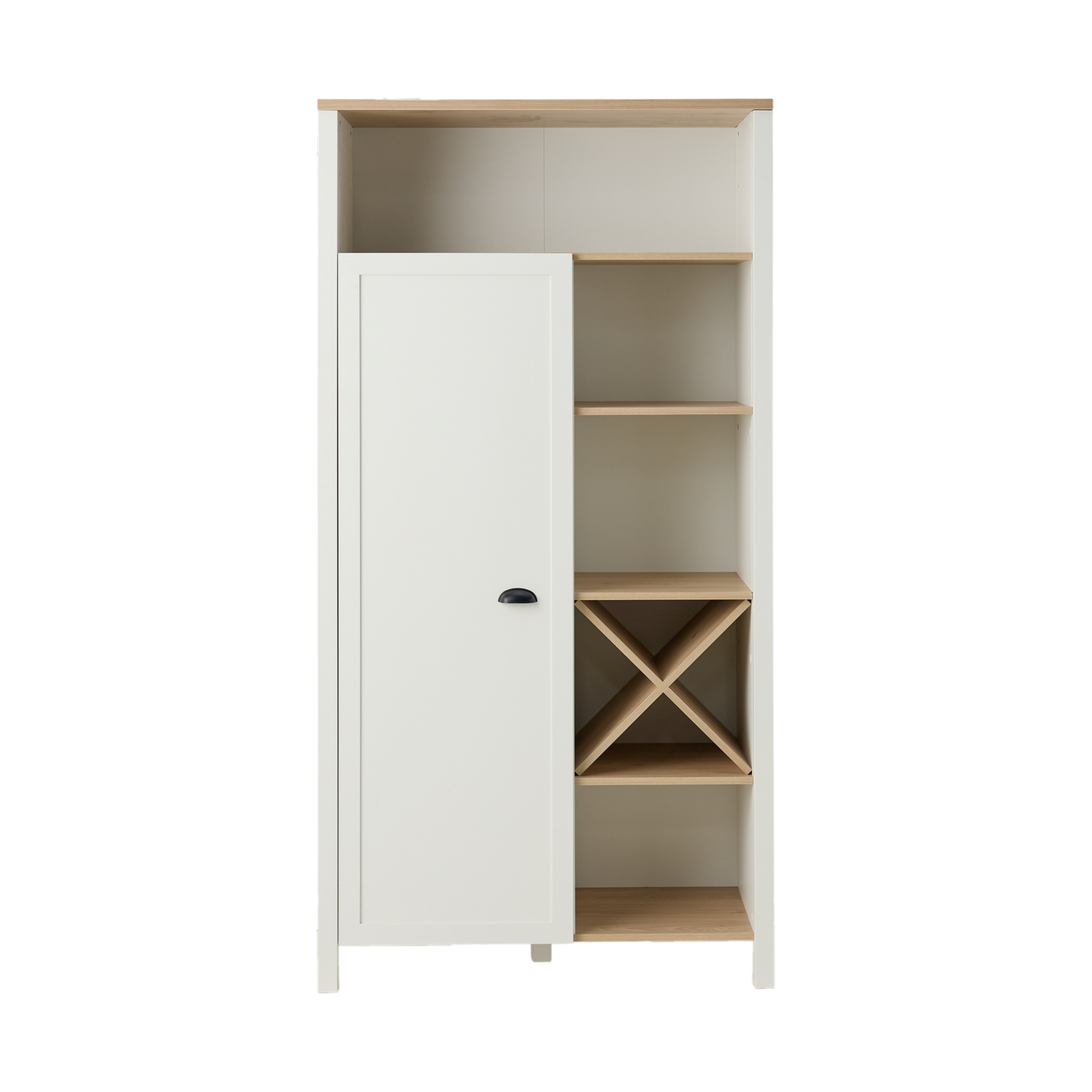 Buffet haut blanc et décor bois 1 porte Pivoine