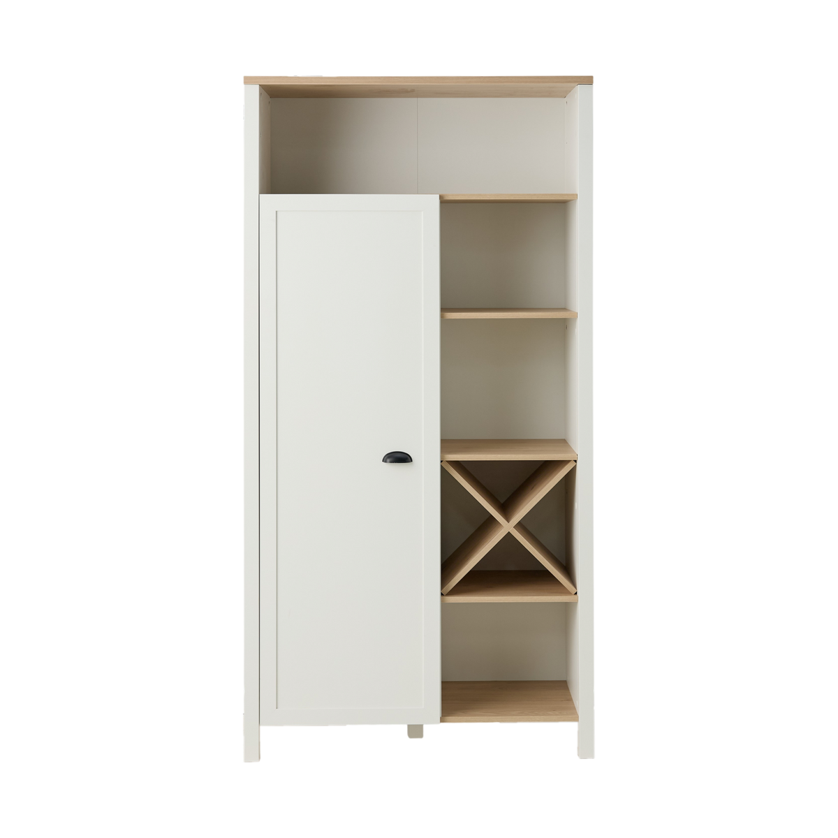 Buffet haut blanc et décor bois 1 porte Pivoine Buffet haut blanc et décor bois 1 porte Pivoine