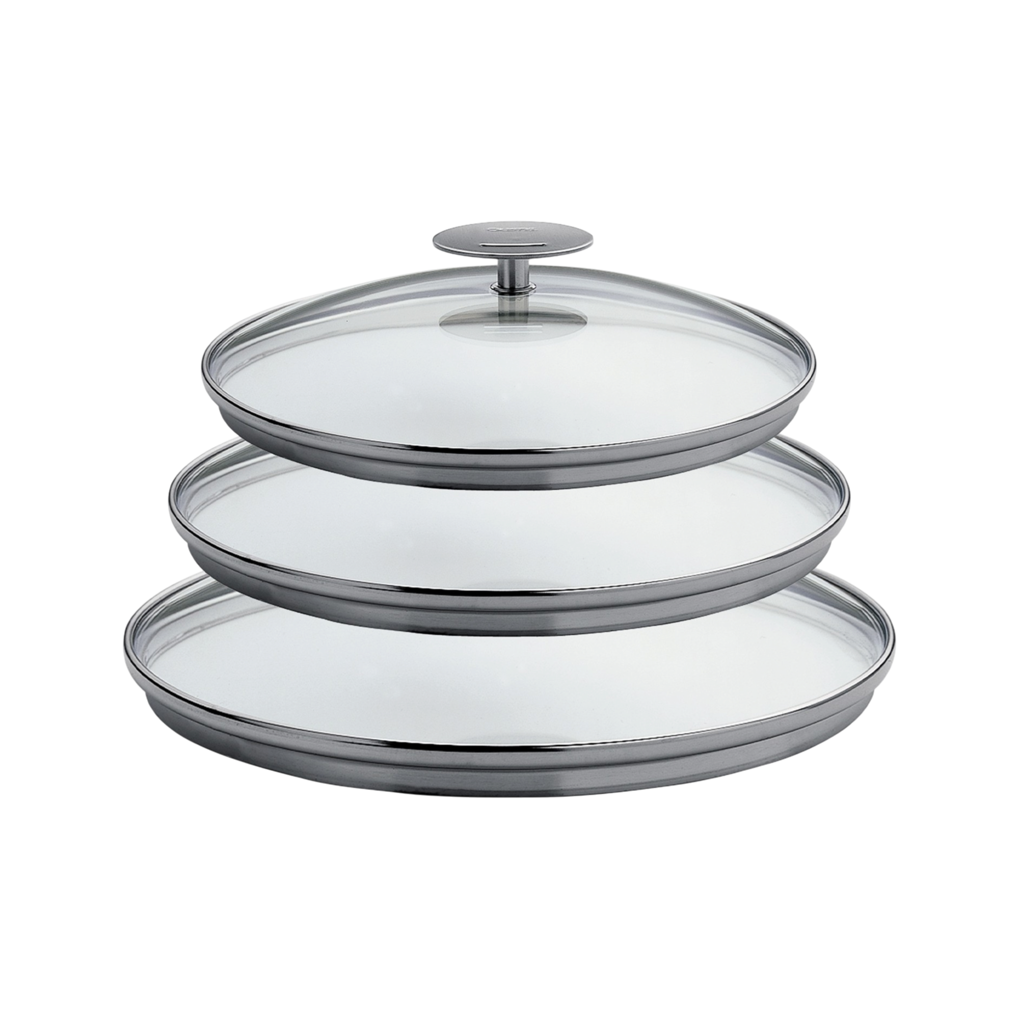 Série de 3 couvercles PLATINE en verre 16/18/20 cm
