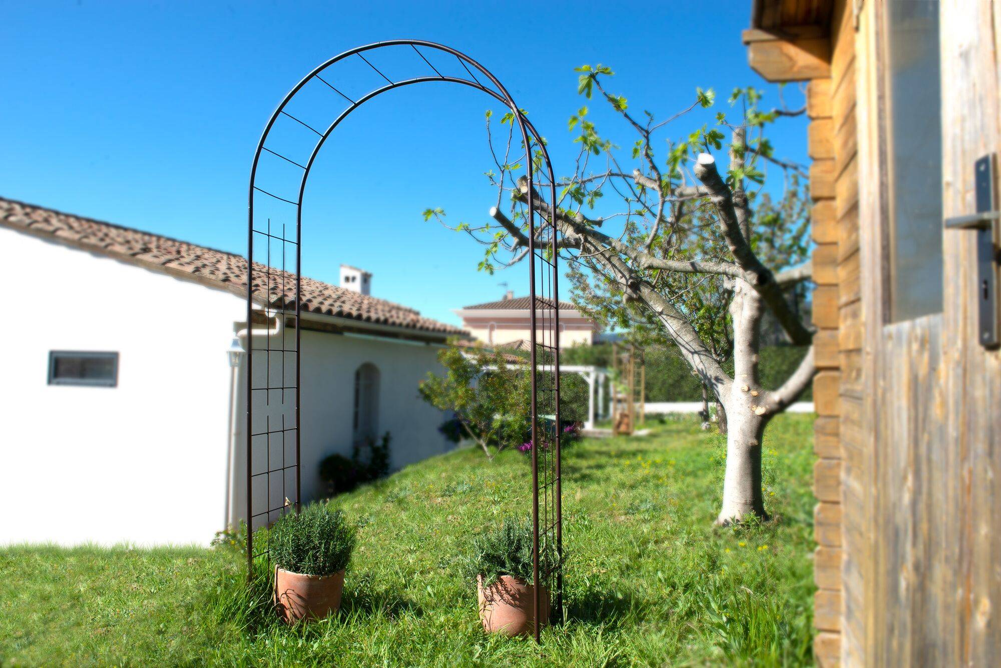 Arche de jardin en métal aspect fer vieilli 130x40x250 Treillage