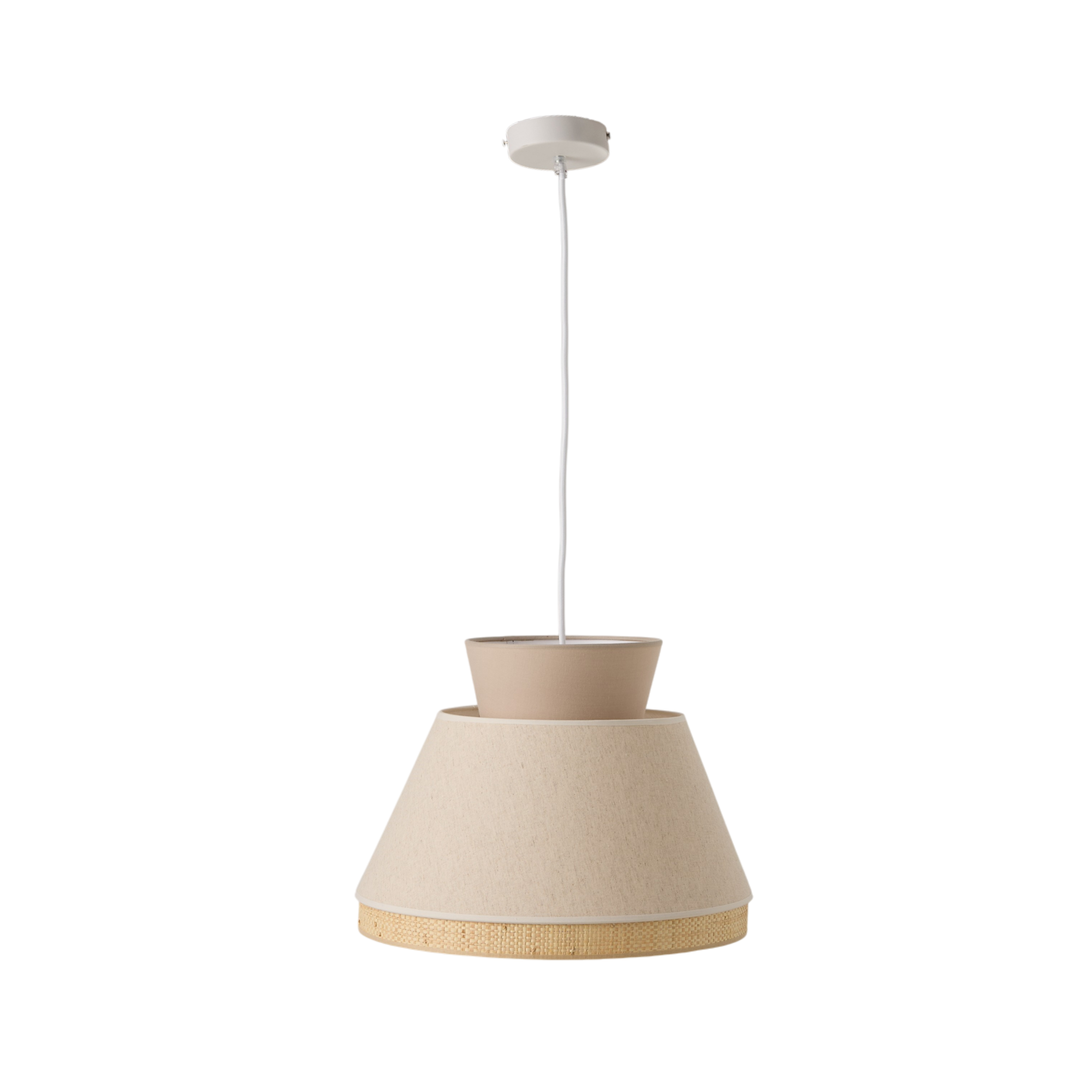 Suspension tissu et cannage naturelle beige Sarah