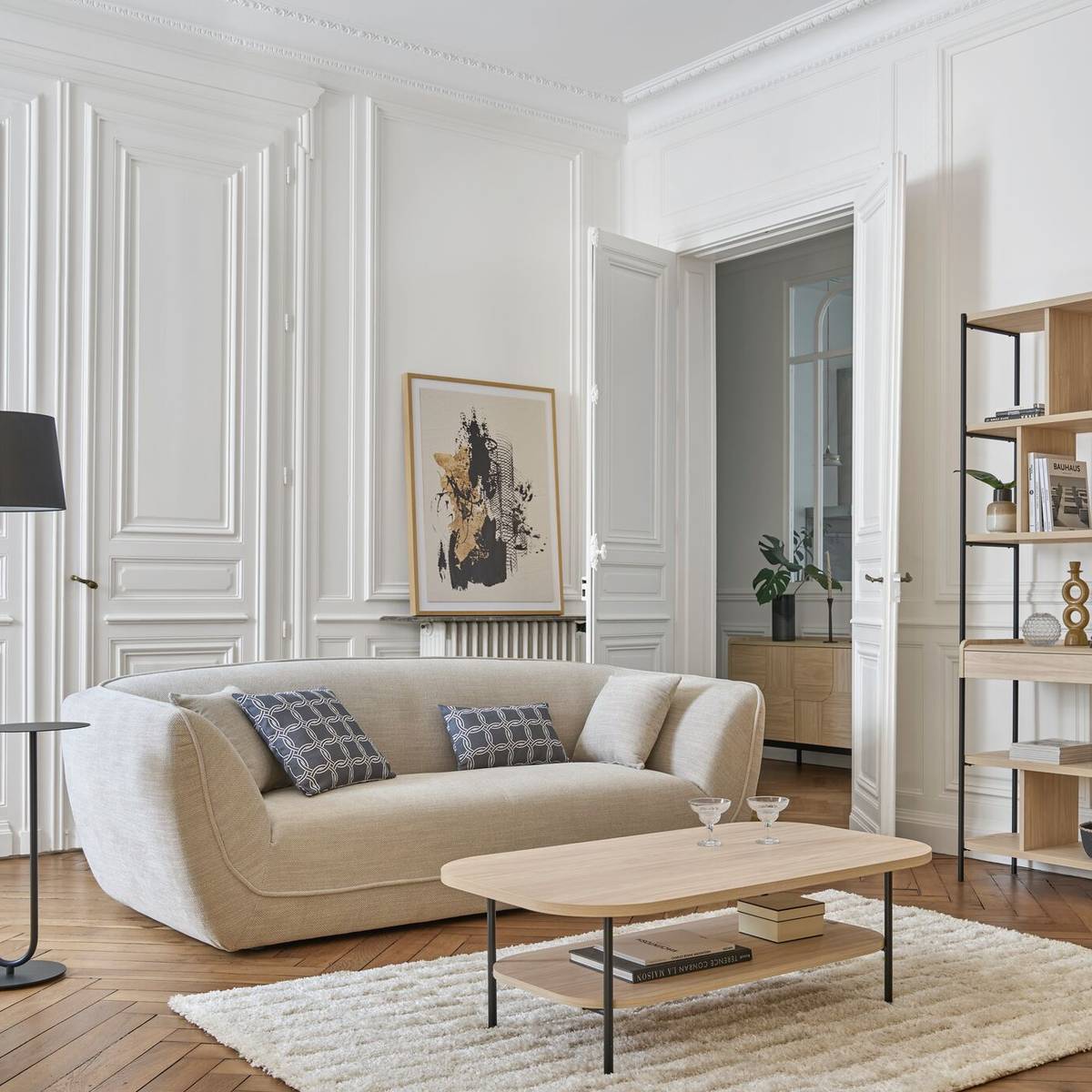 Table basse décor bois pieds métal Mila Table basse décor bois pieds métal Mila