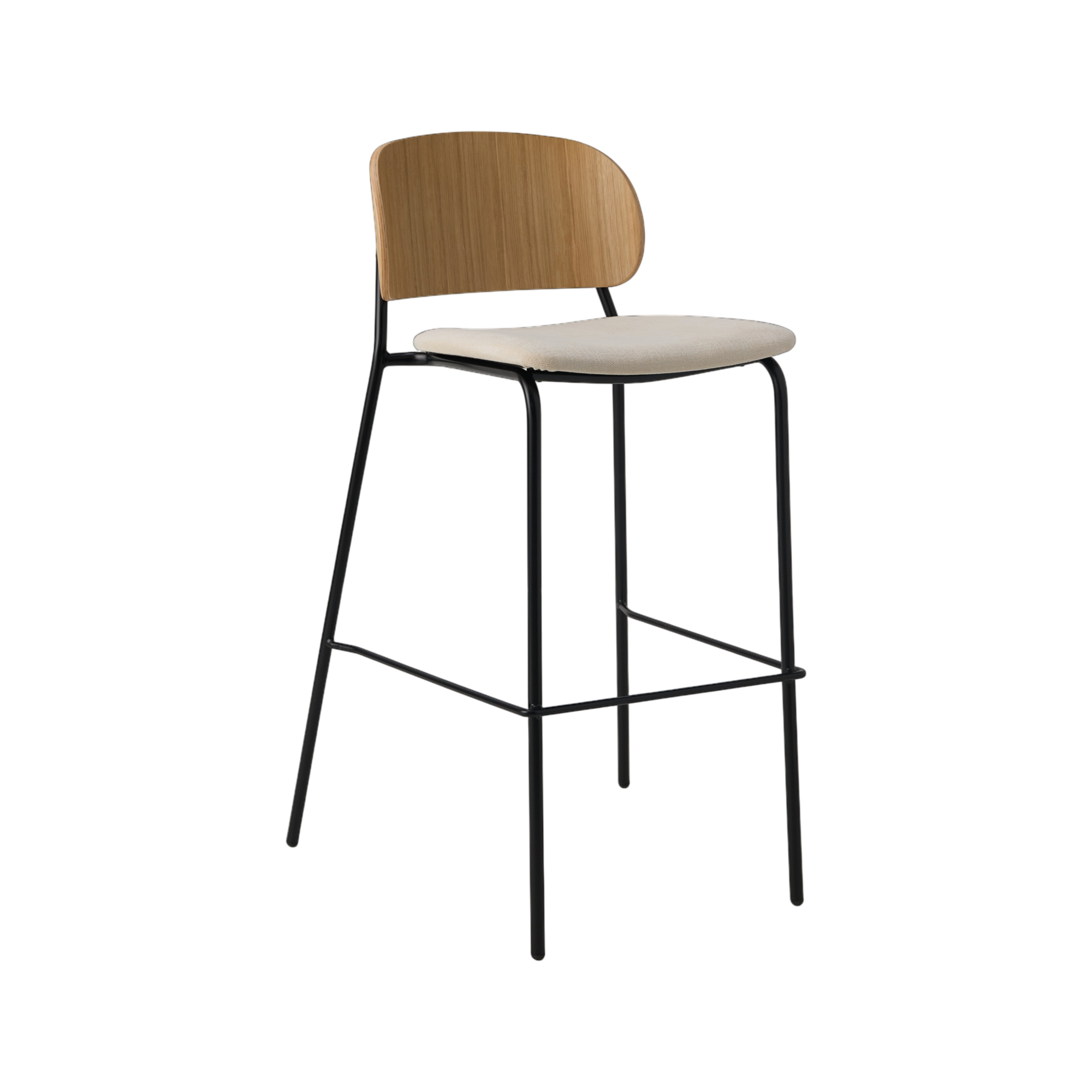 Chaise de bar tissu et bois pieds métal Sofia