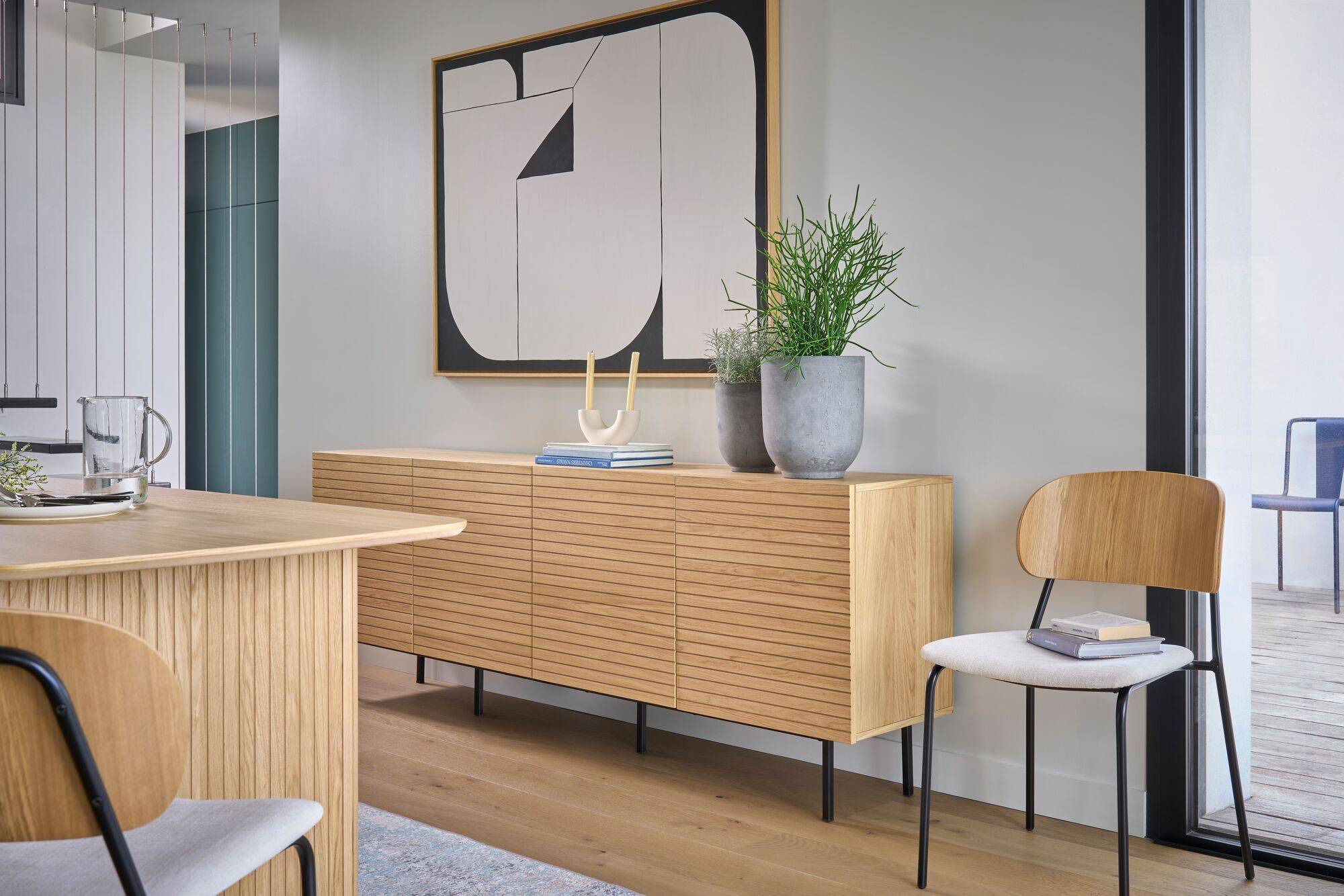 Buffet 4 portes bois pieds métal Alex