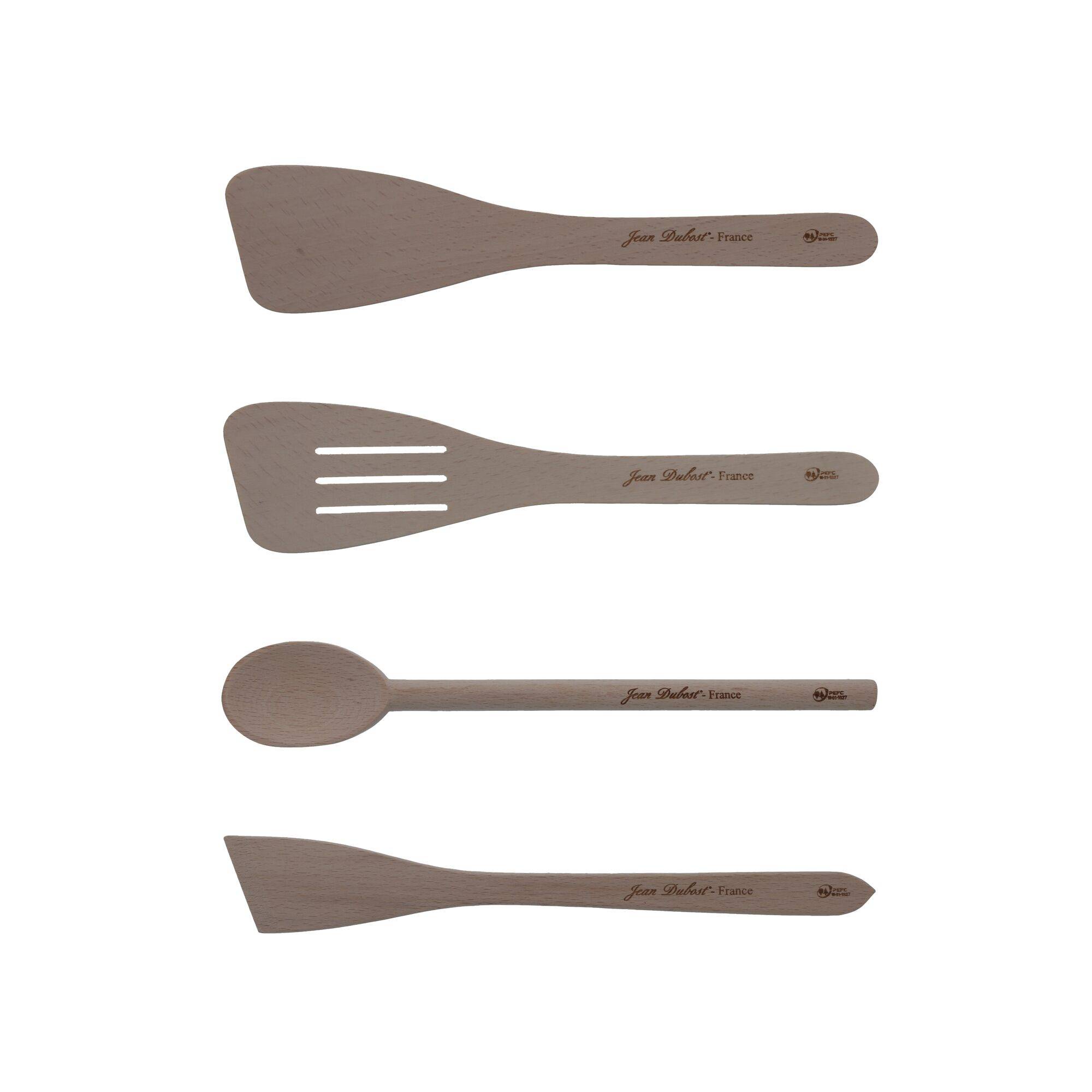 Lot de 4 ustensiles en hêtre JEAN DUBOST