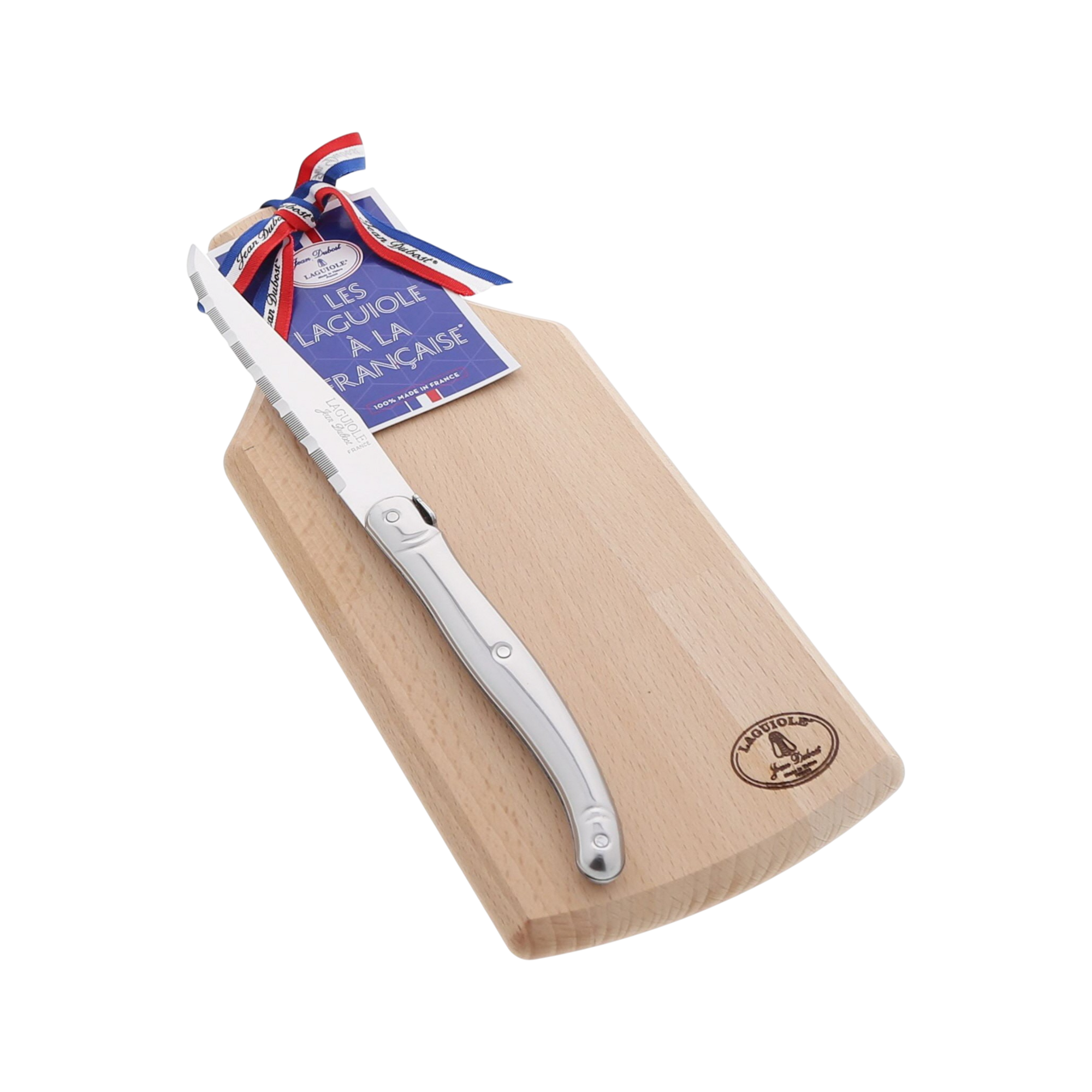 Planchette hêtre et couteau Laguiole  inox Jean DUBOST