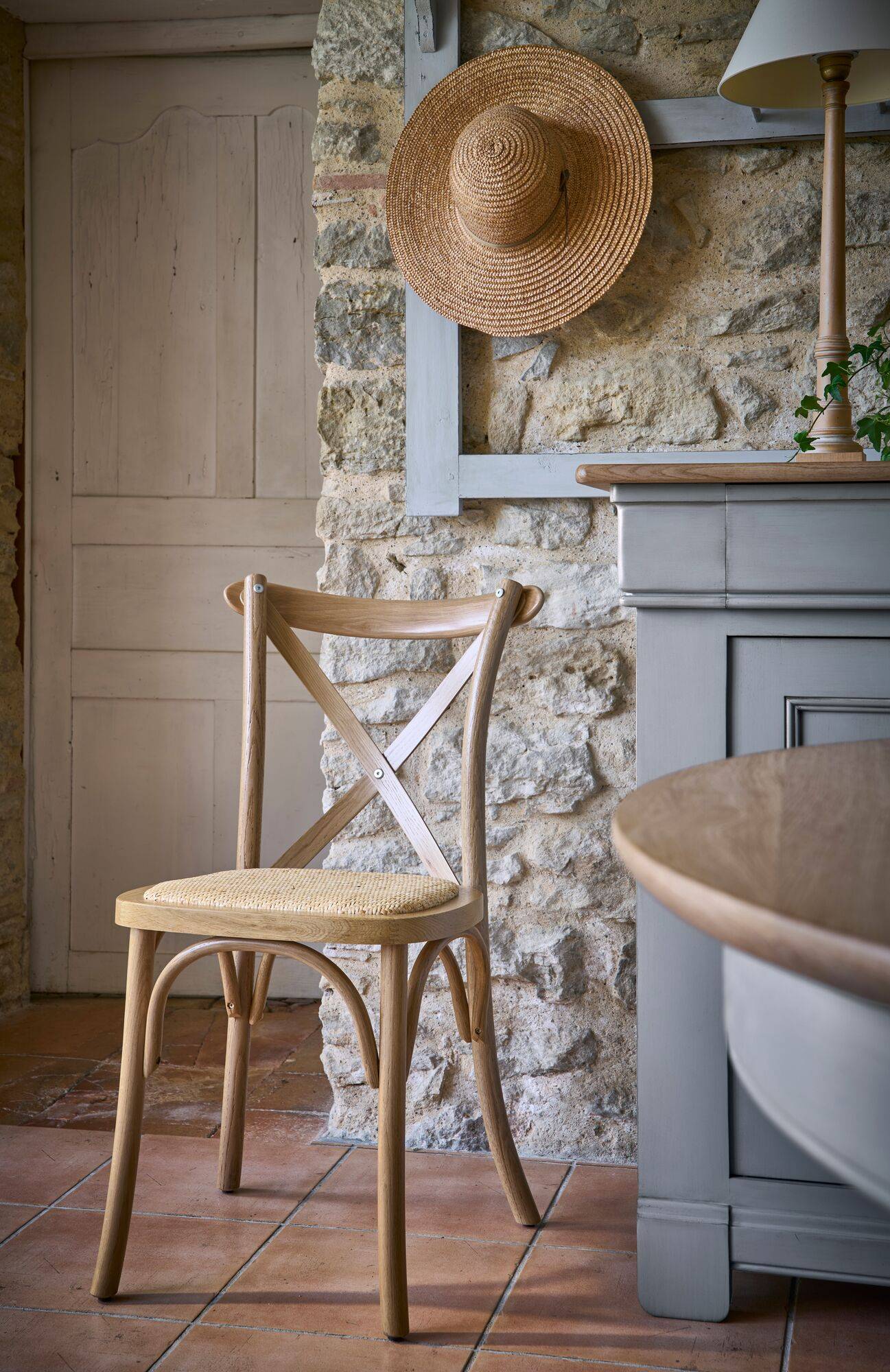 Lot de 2 chaises chêne massif et cannage  Sophie - Image 1